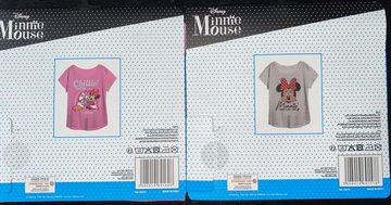 Disney Minnie Mouse Print-Shirt 2x MINNIE MOUSE T-Shirt Mädchen Doppelpack grau + rosa Mädchenshirt Kinder Größen 92 104 116 128 für 2 3 4 5 6 7 8 9 10 Jahre