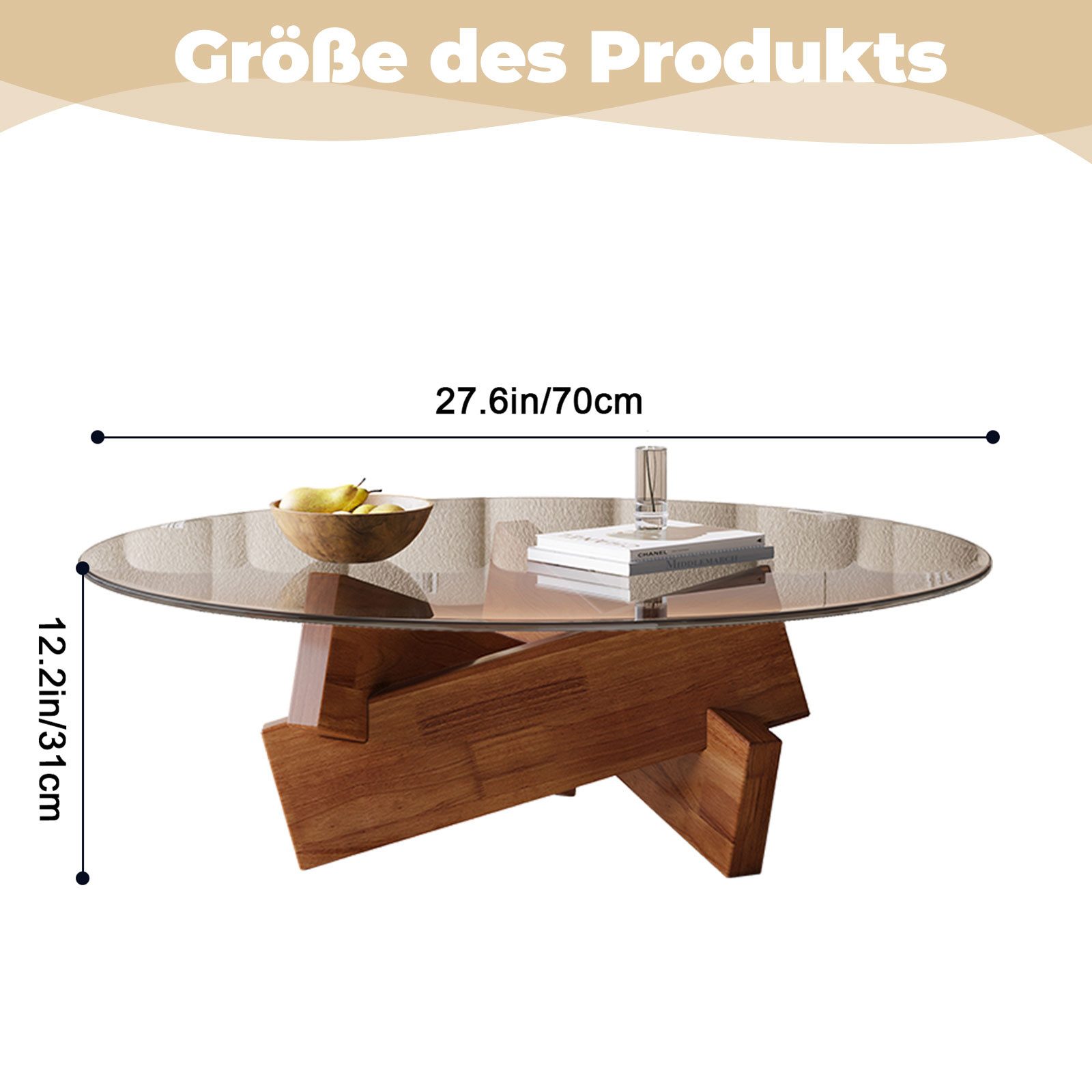 TWSOUL Couchtisch Gehärtetem Glas Wohnzimmertisch, Dreieckige Massivholzsockel, Ø 70/80cm, H 31/41cm, Modern Wohnzimmer Tisch. Reduzierter Preis € 129,99. Unverbindliche Preisempfehlung € 207,99