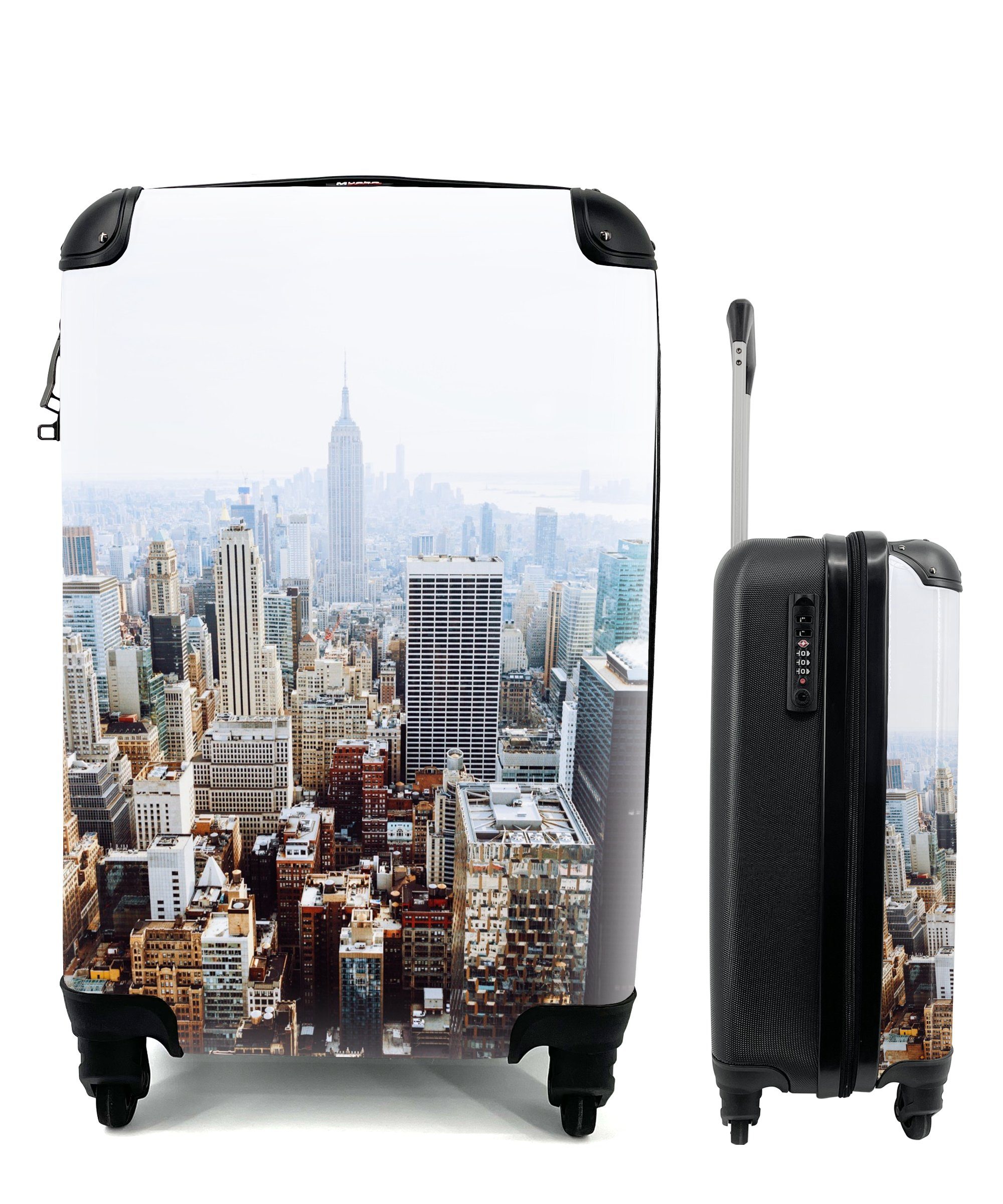 MuchoWow Handgepäckkoffer Amerika - Luft - New York, 4 Rollen, Reisetasche mit rollen, Handgepäck für Ferien, Trolley, Reisekoffer