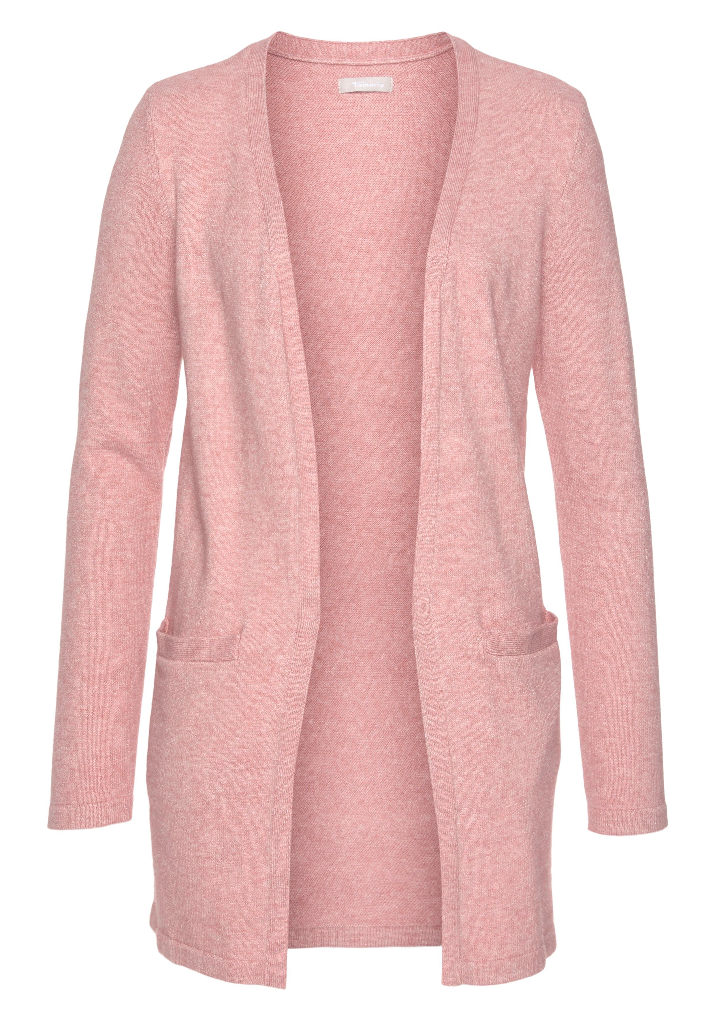 nachhaltigem Taschen (Strickjacke Material) rosa Tamaris Cardigan melange mit aus