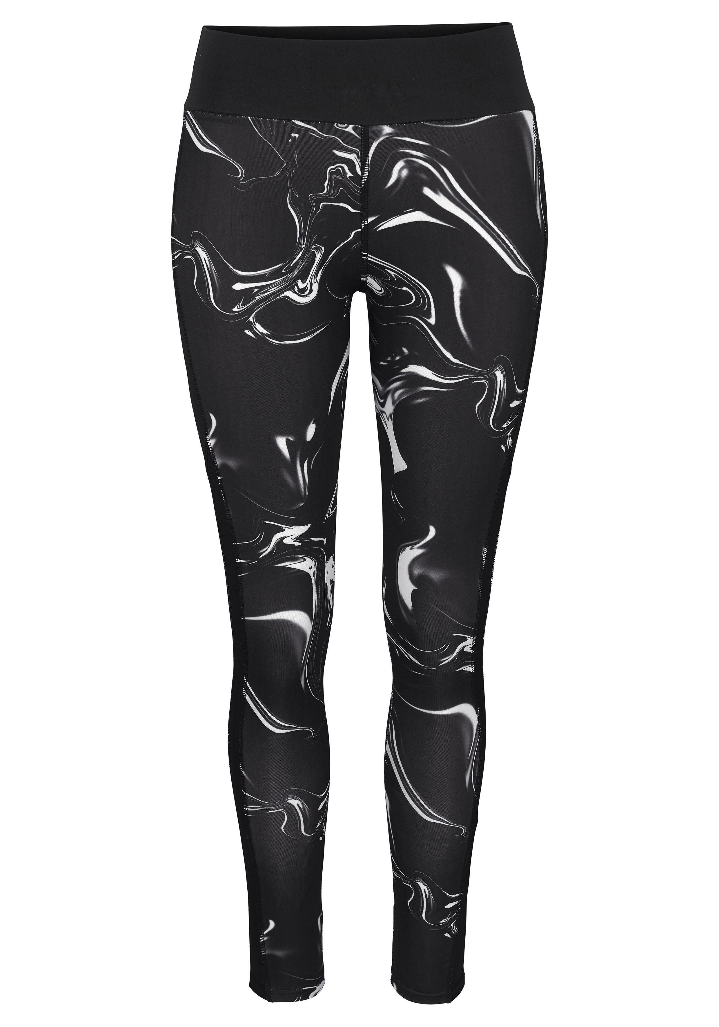 Leggings LASCANA ACTIVE Marble Black mit Mesh