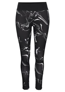 LASCANA ACTIVE Leggings -Sporthose Black Marble mit Mesh