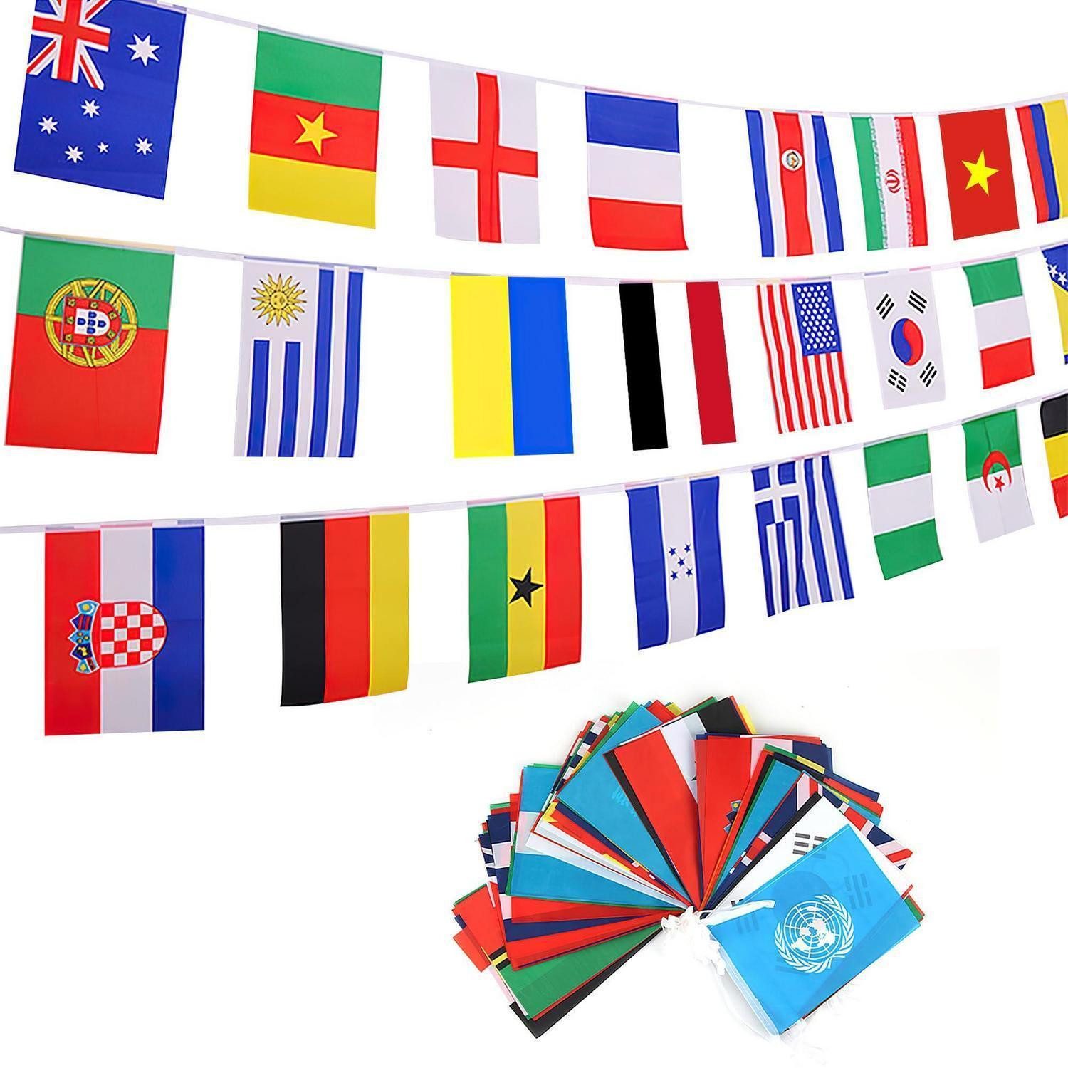 LuxusKollektion Flagge Flaggenkette 100 Länder 25m Mehrfarbig