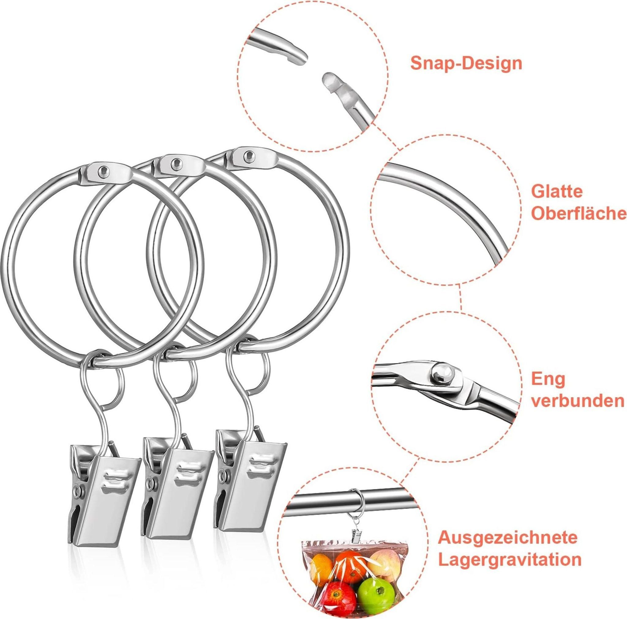 FELIXLEO Gardinenring Metall Vorhangringe Gardinenringe mit Clips Ringe, (1-St)