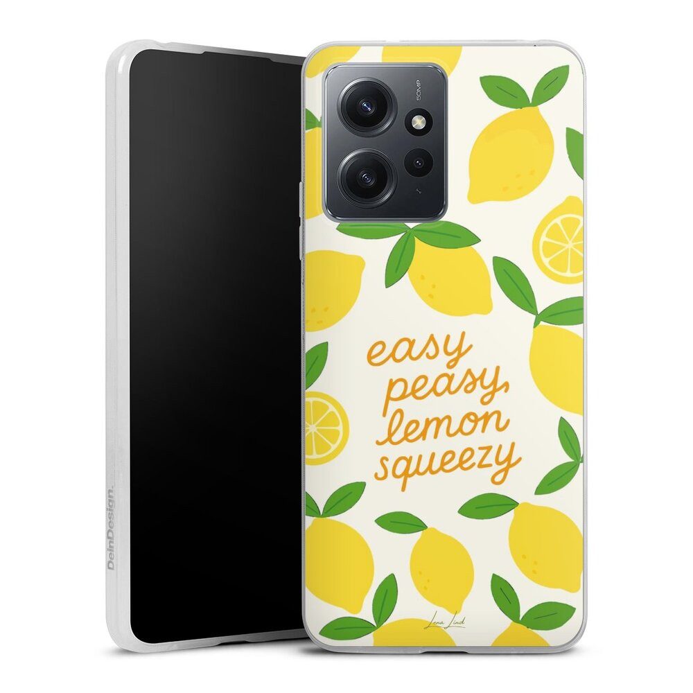 DeinDesign Handyhülle Zitrone Spruch Statement Easy Peasy Lemon Queezy, Xiaomi Redmi Note 12 4G Slim Case Silikon Hülle Ultra Dünn Schutzhülle