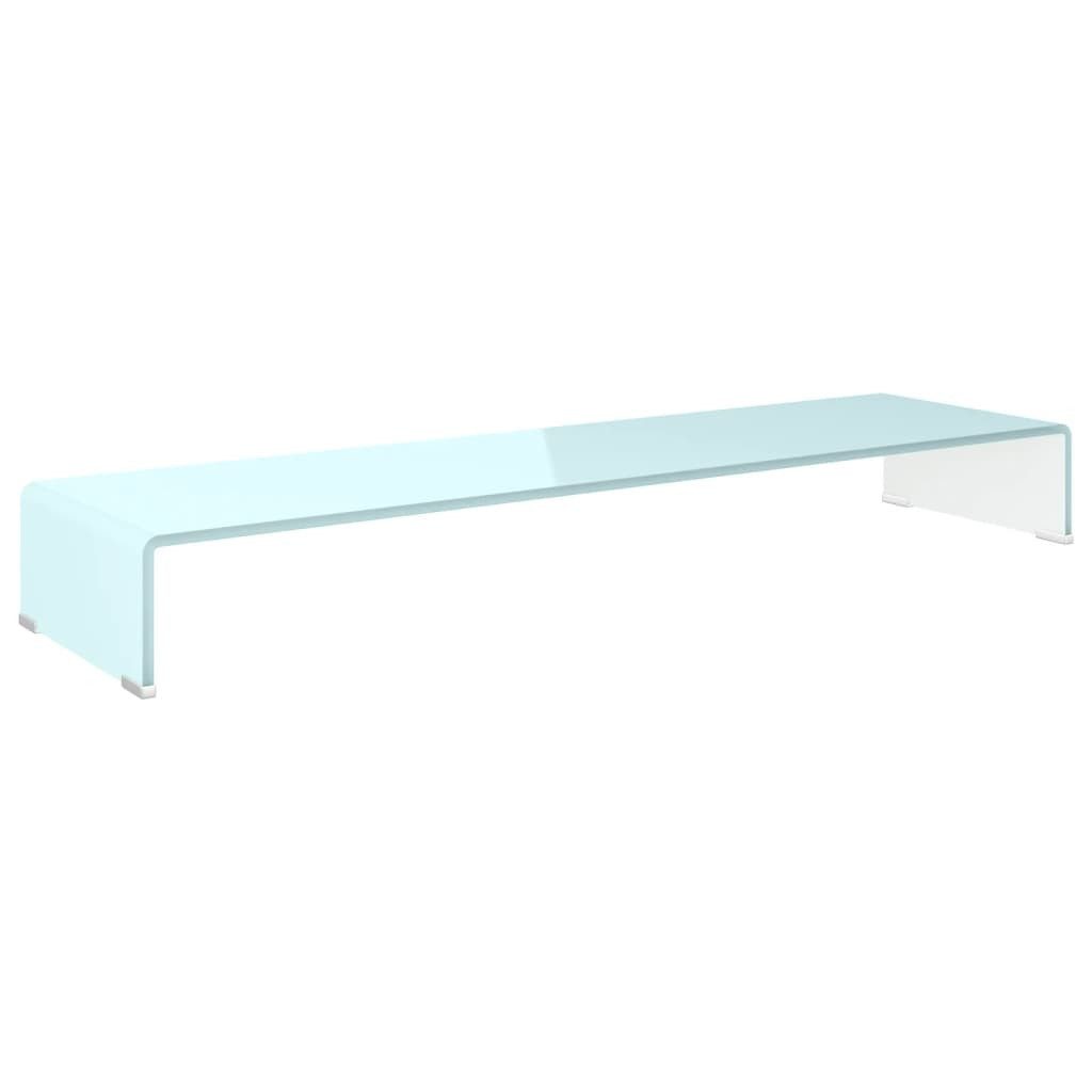 Tv-tisch/bildschirmerhöhung Glas Weiß 110 X 30 X 13 Cm günstig online kaufen