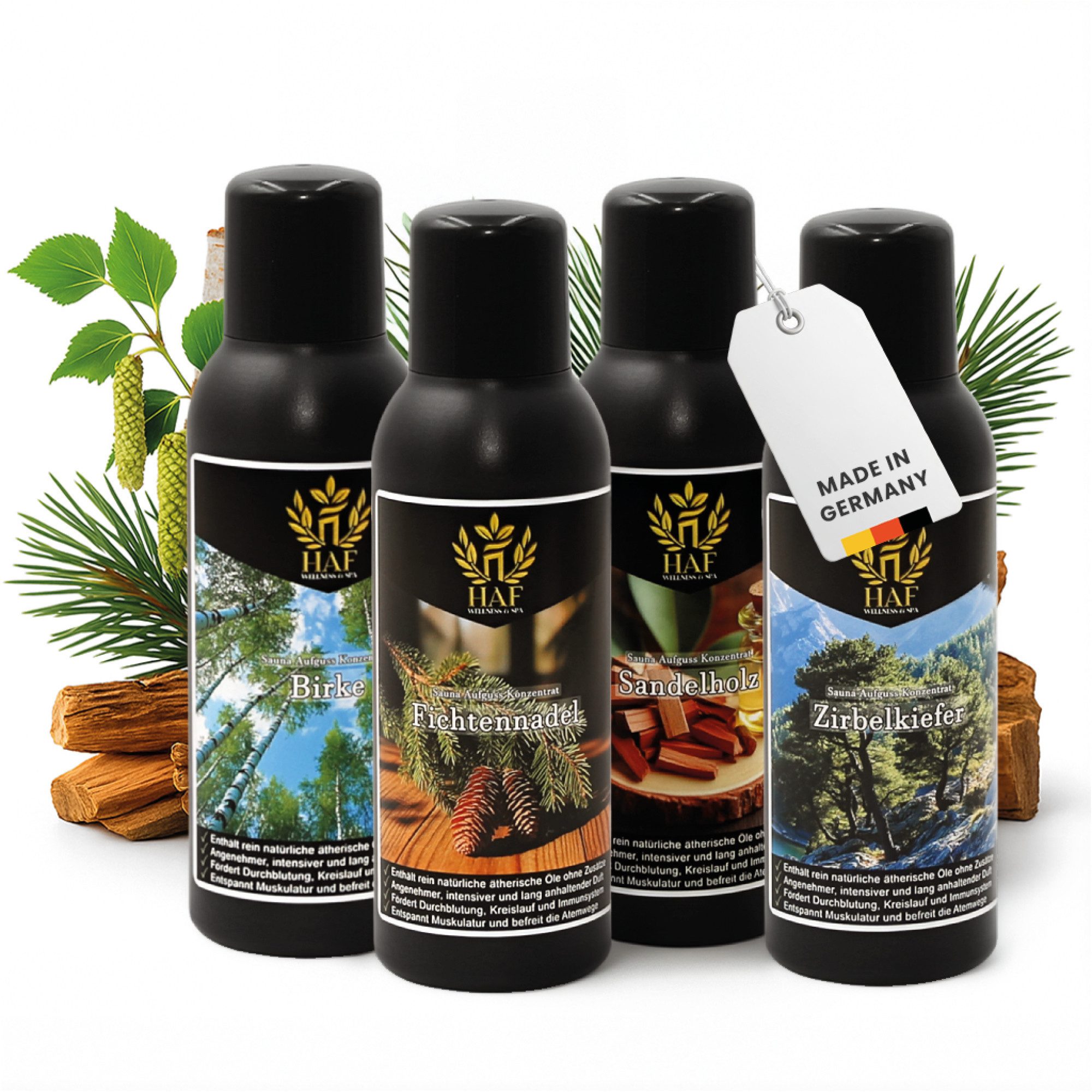 HAF Aufgusskonzentrat Sauna Aufguss Konzentrat 10 Sets in 4 Größen 400ml-1500ml Saunaaufguss, 400 ml, (Auswahl aus 10 verschiedenen Sets in den Größen:, 4x100ml, 6x100ml, 4x250ml, 6x250ml), Qualität: Made in Germany