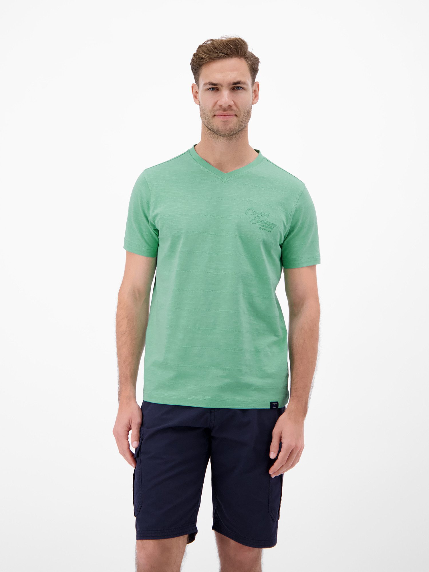T-Shirt T-Shirt mit V-Neck in Strickqualität