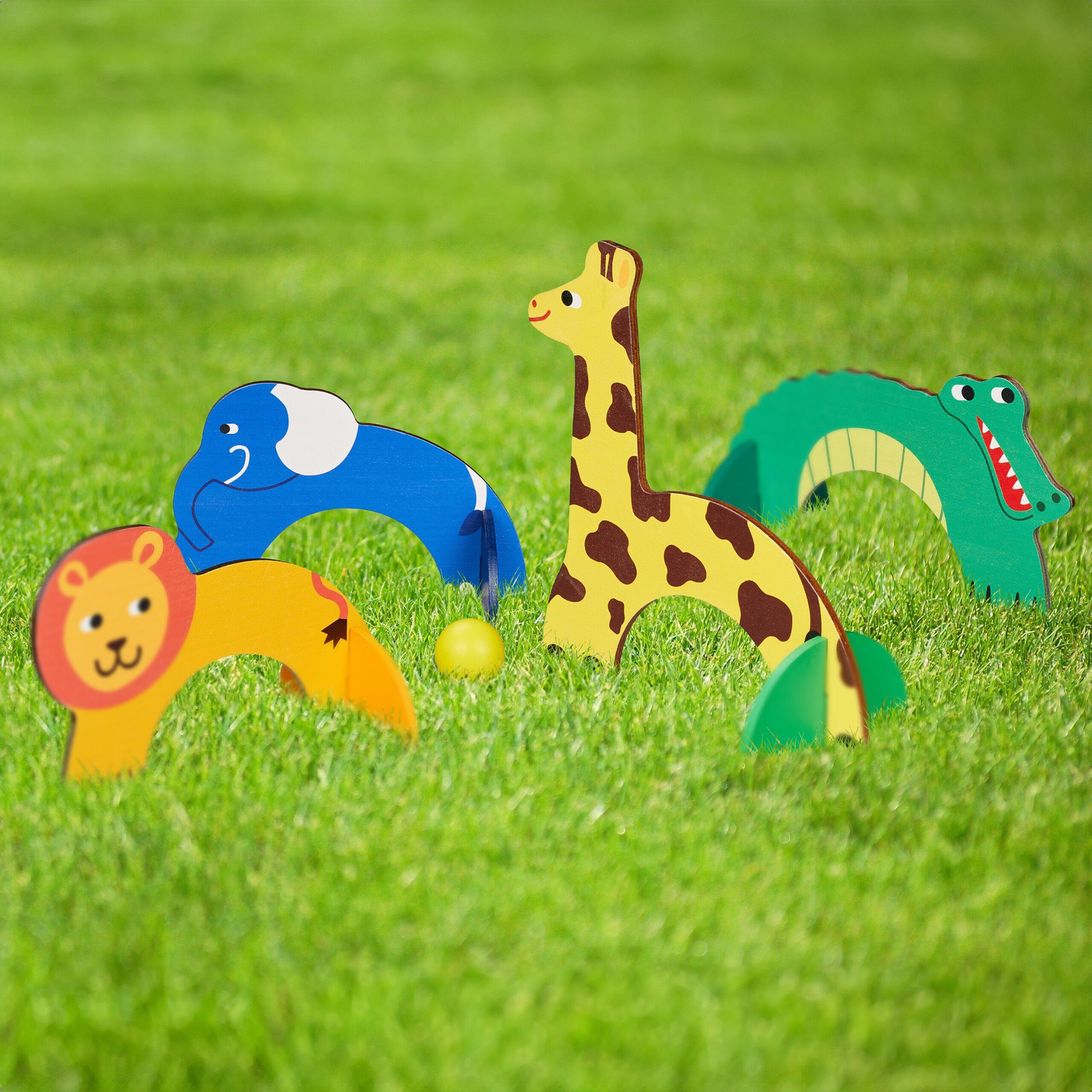 relaxdays Spielzeug-Gartenset Krocket Spiel für Kinder im Tier-Design günstig online kaufen