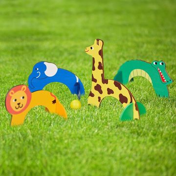 relaxdays Spielzeug-Gartenset Krocket Spiel für Kinder im Tier-Design