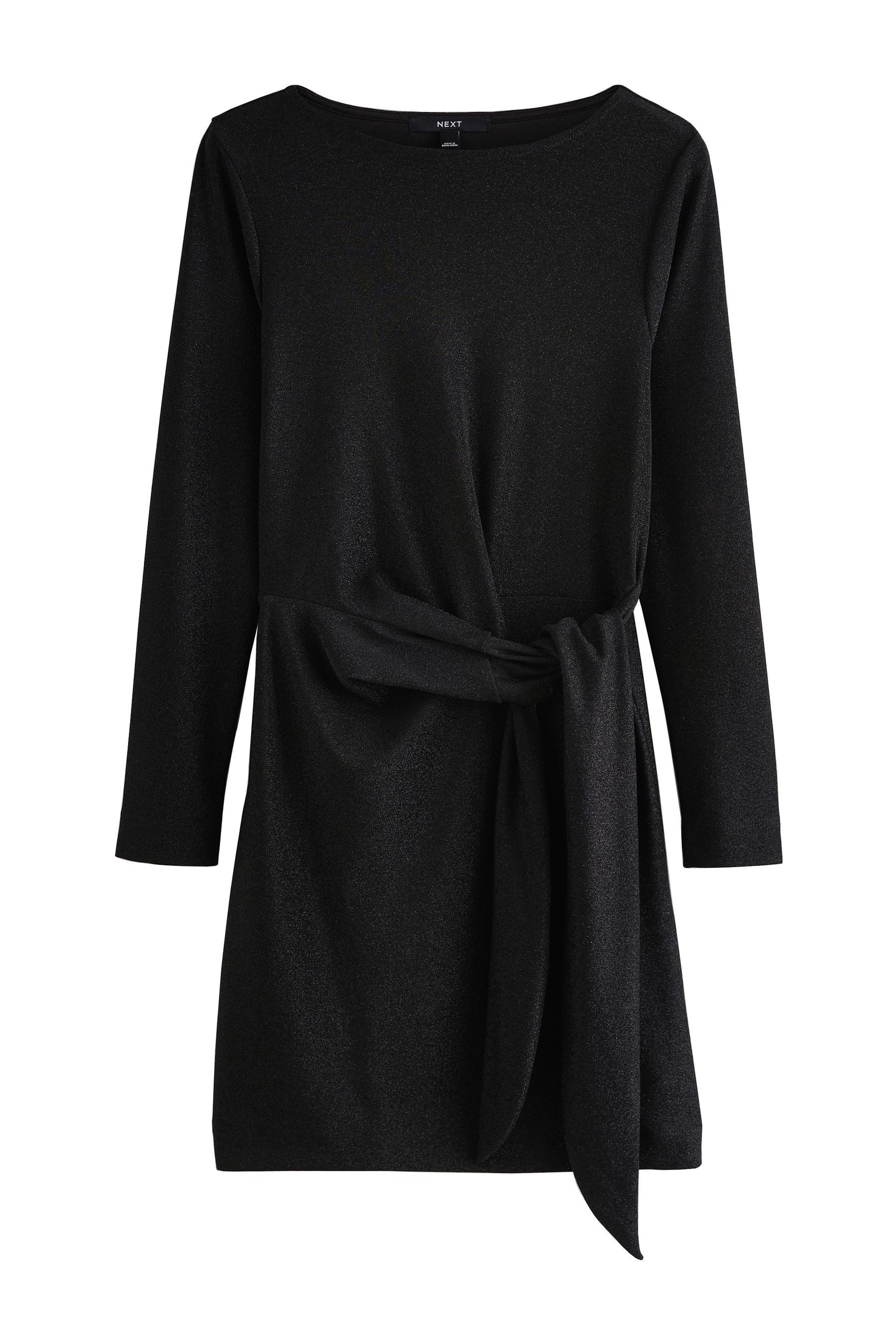 Next Minikleid Glitzerndes Minikleid mit Bindegürtel (1-tlg)
