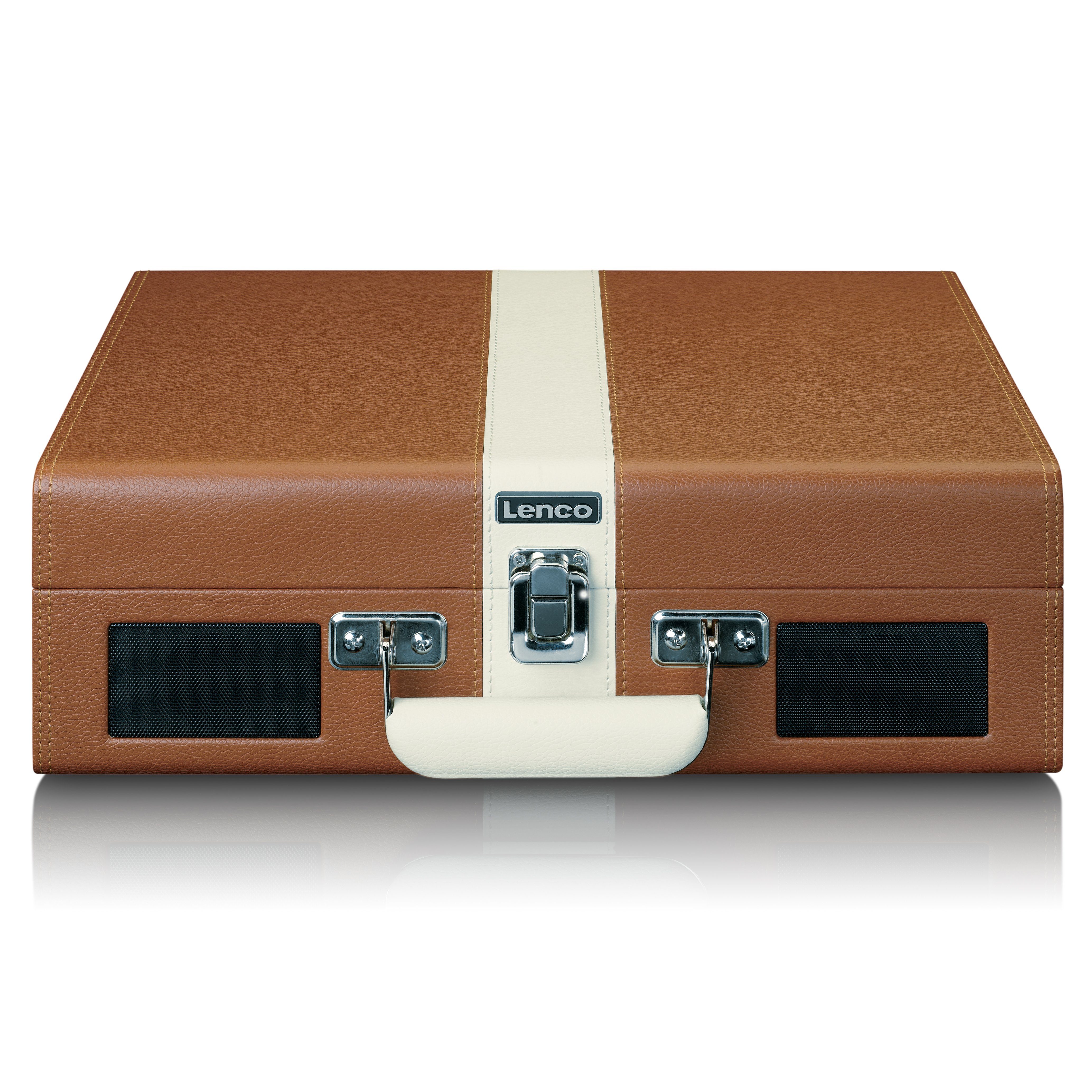 Lenco TT-120BNWH Plattenspieler (Riemenantrieb, Bluetooth, Retro Koffer, Bluetooth, AUX, 33/45/78 U/min, Auto-Stopp inkl. Akku)