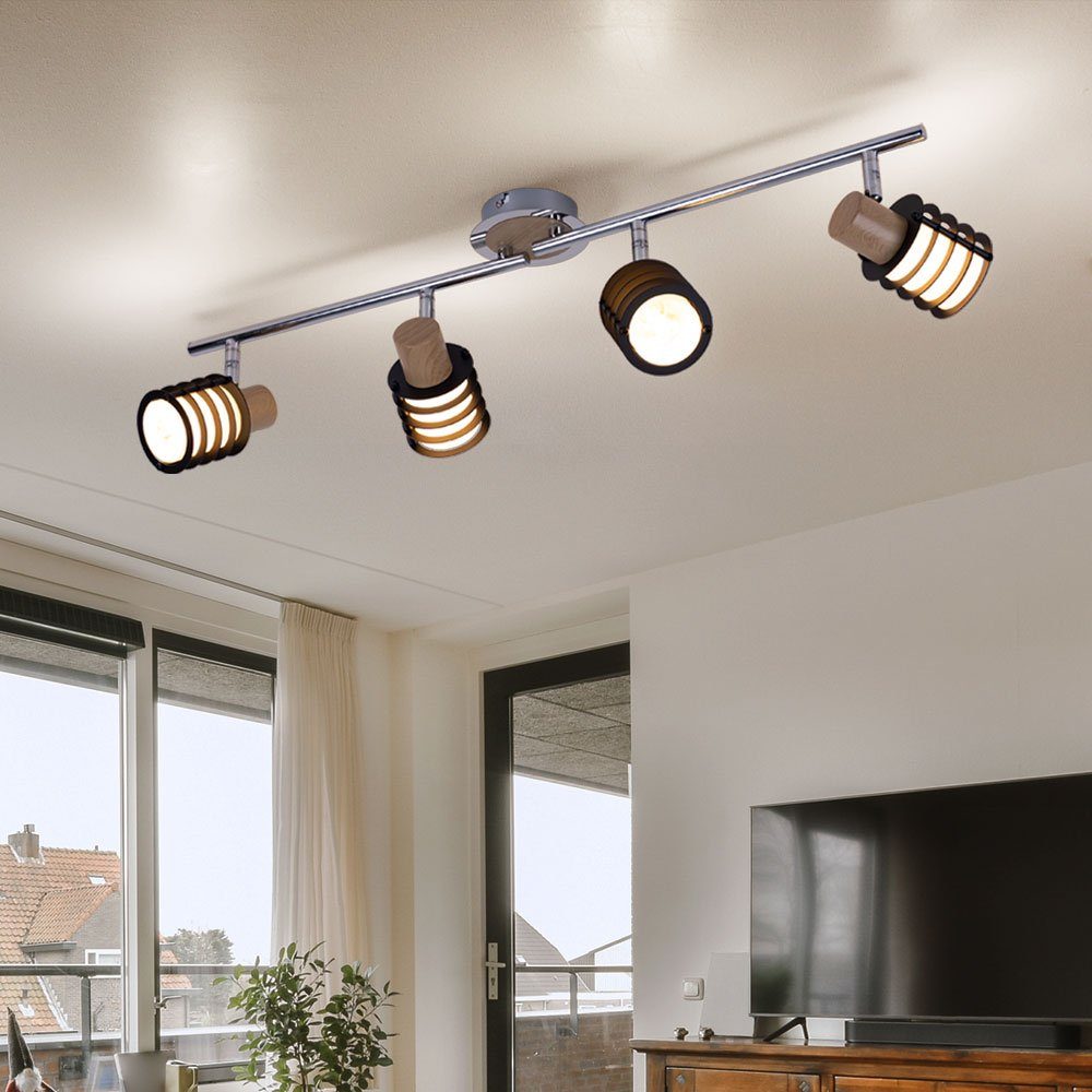 Deckenleuchte, Glas inklusive, Deckenleuchte Globo nicht Leuchtmittel chrom Spotlampe schwenkbar Spotleiste Strahler Holz LED