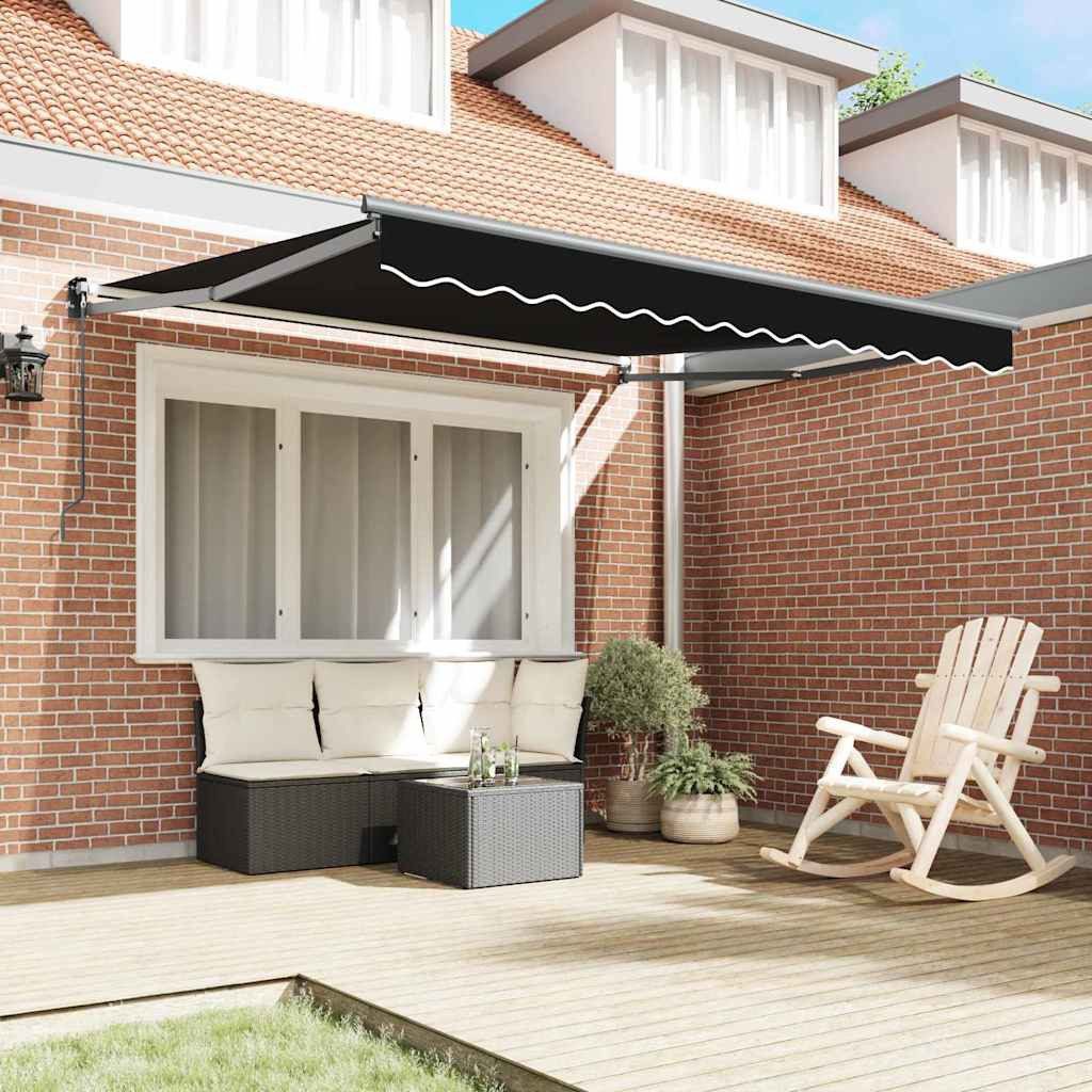 vidaXL Markise 300 x 250 x 165 cm Manuelle Einziehbare Markise Schwarz 300x250 cm