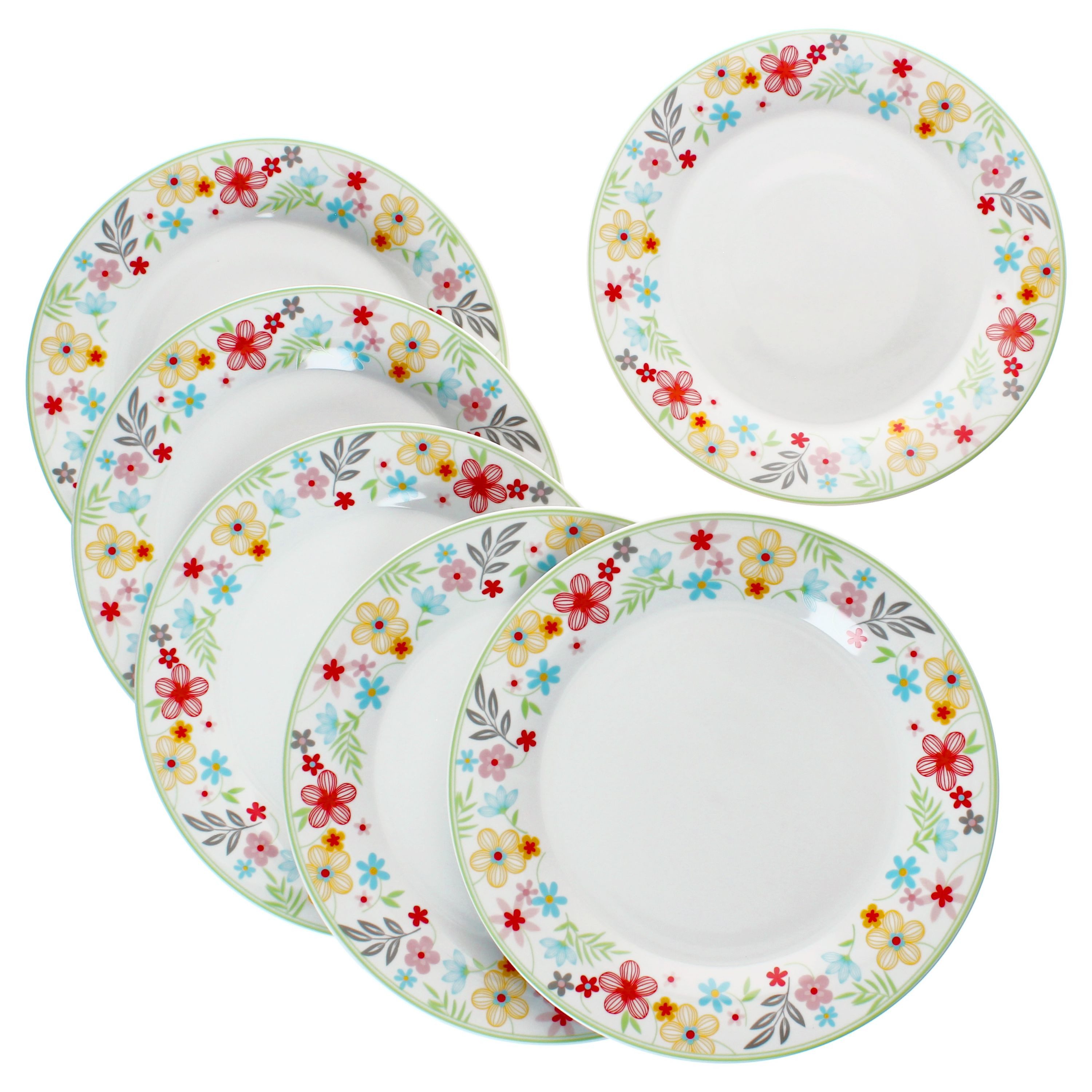 MamboCat Speiseteller 6er Set Variant Blümchen Speiseteller Ø27cm bunte große Ess-Teller – Bild 2 von 5
