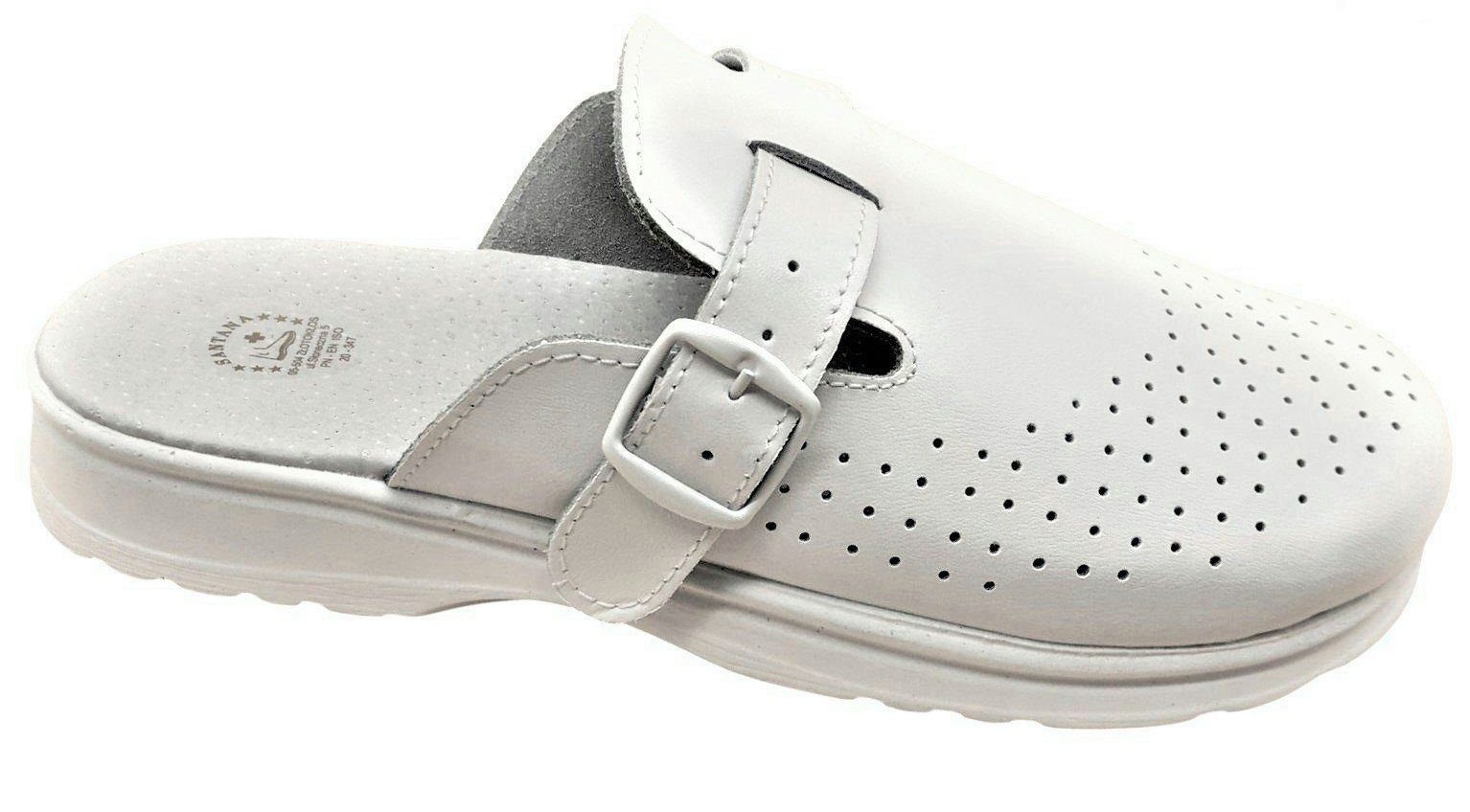 SANTANA Clog Leder Praxis-Schuhe Gesundheitsschuhe Arzt-Komfort Krankenhaus Clog Gesundheitsschuhe