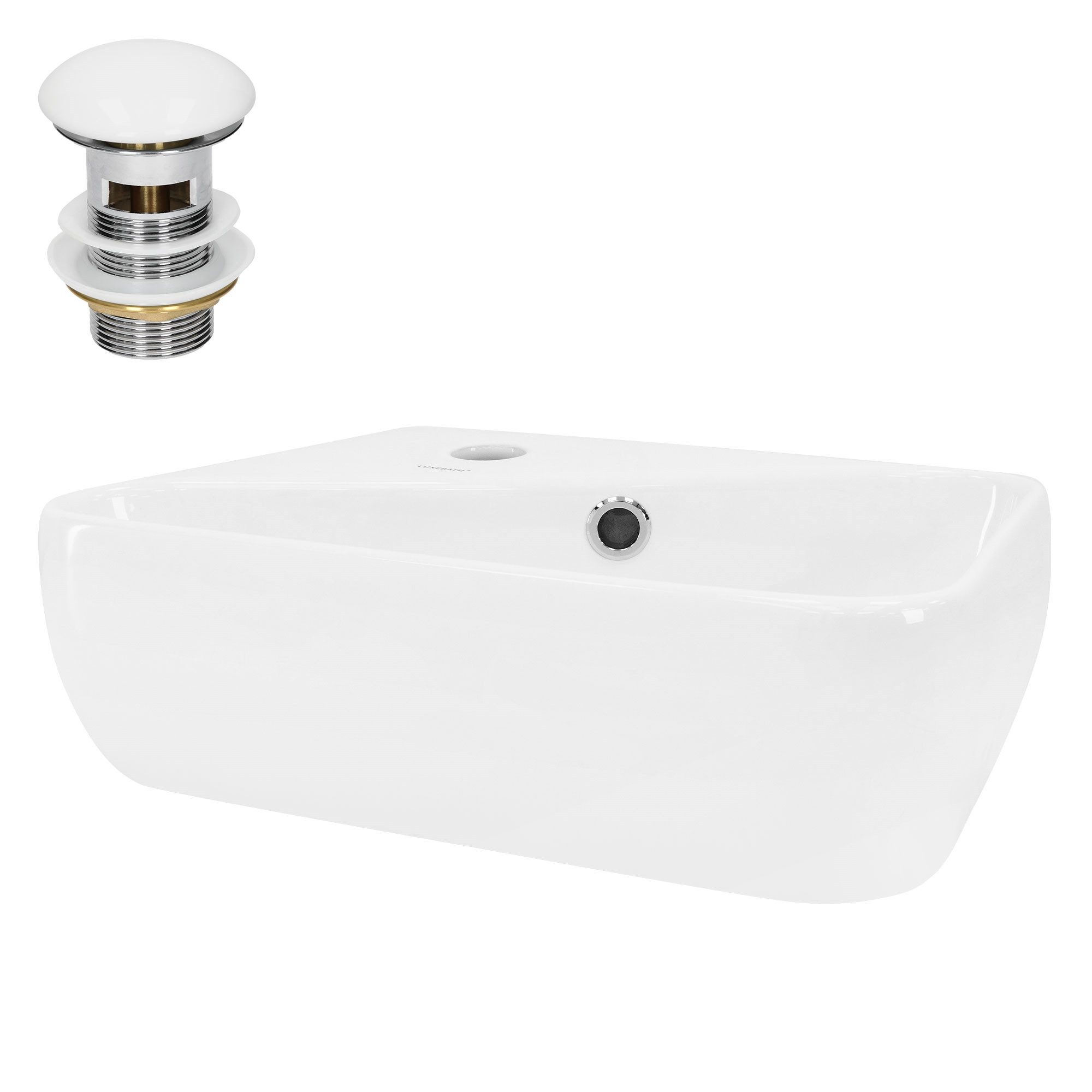 ML-DESIGN Waschbecken Aufsatzwaschbecken aus Keramik für Badezimmer/Gäste-WC, Keramik Weiß 45x27x13cm Eckig inkl. Ablaufgarnitur mit Überlauf