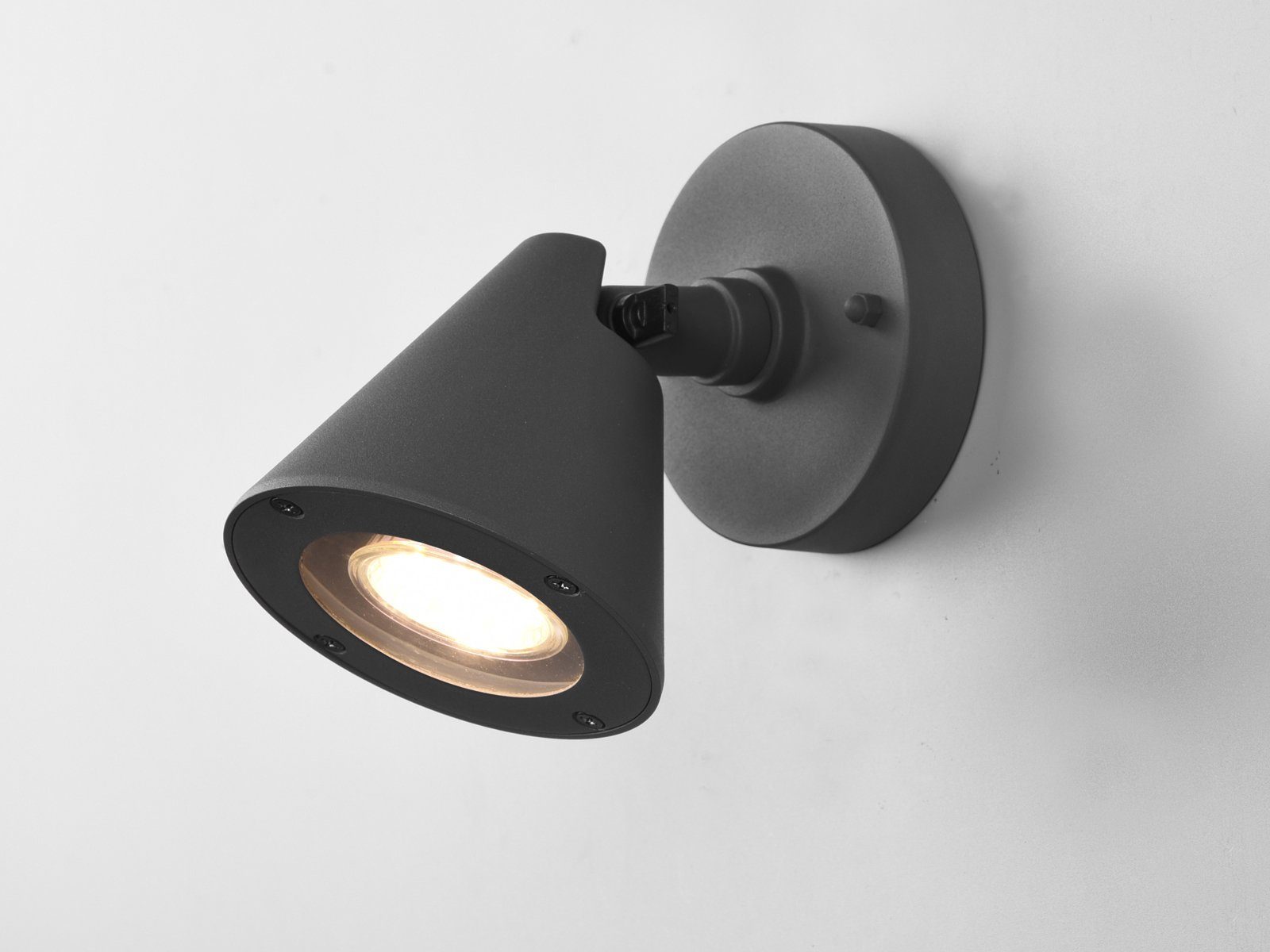 TRIO Leuchten LED Außen-Wandleuchte, LED wechselbar, Warmweiß, Wandstrahler Anthrazit, 14cm, Carport, Hauswand & Fassadenbeleuchtung