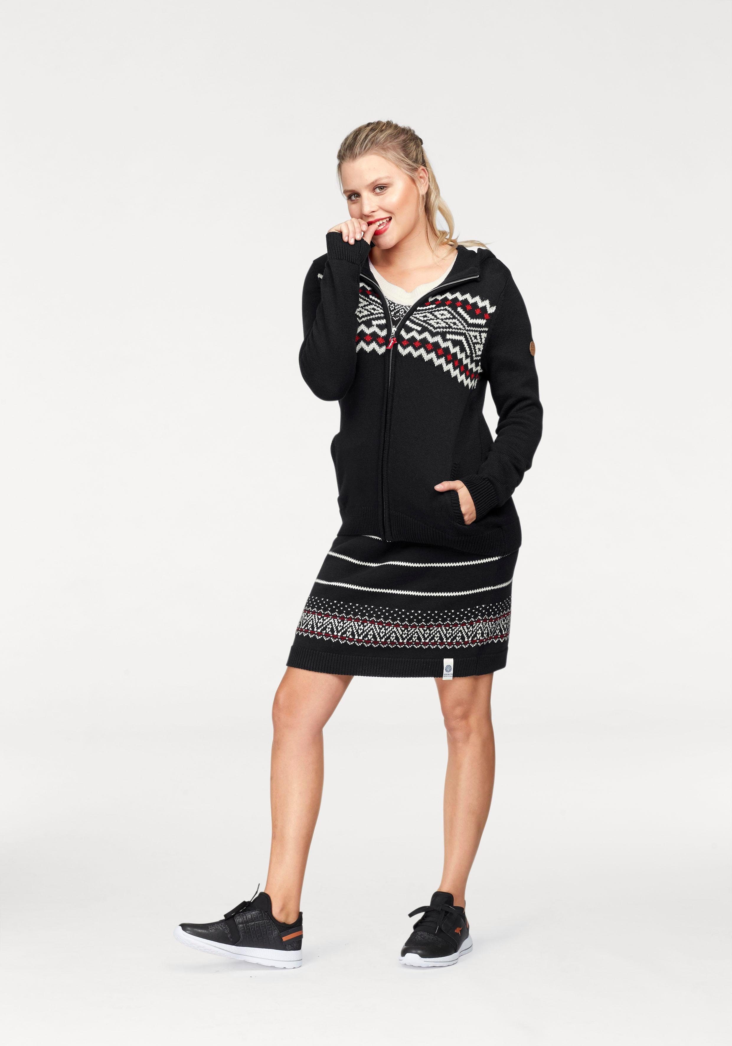 KangaROOS Strickkleid figurbetont, im Norweger-Stil, aus Baumwollmischung, langärmlig