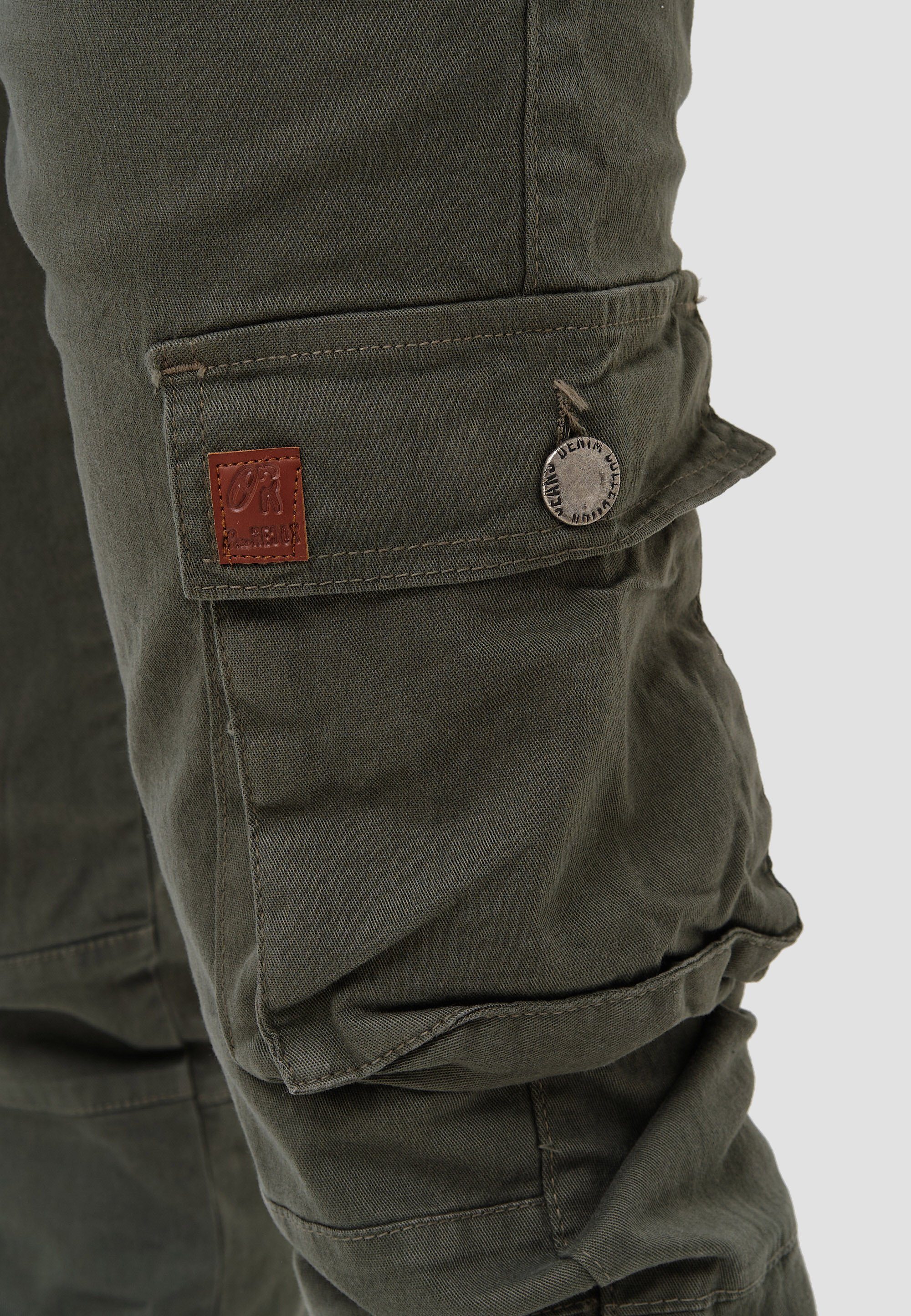 Business Khaki Casual Straight-Jeans H-3413 Cargohose Freizeit 1-tlg) Streetwear, OneRedox (Chino