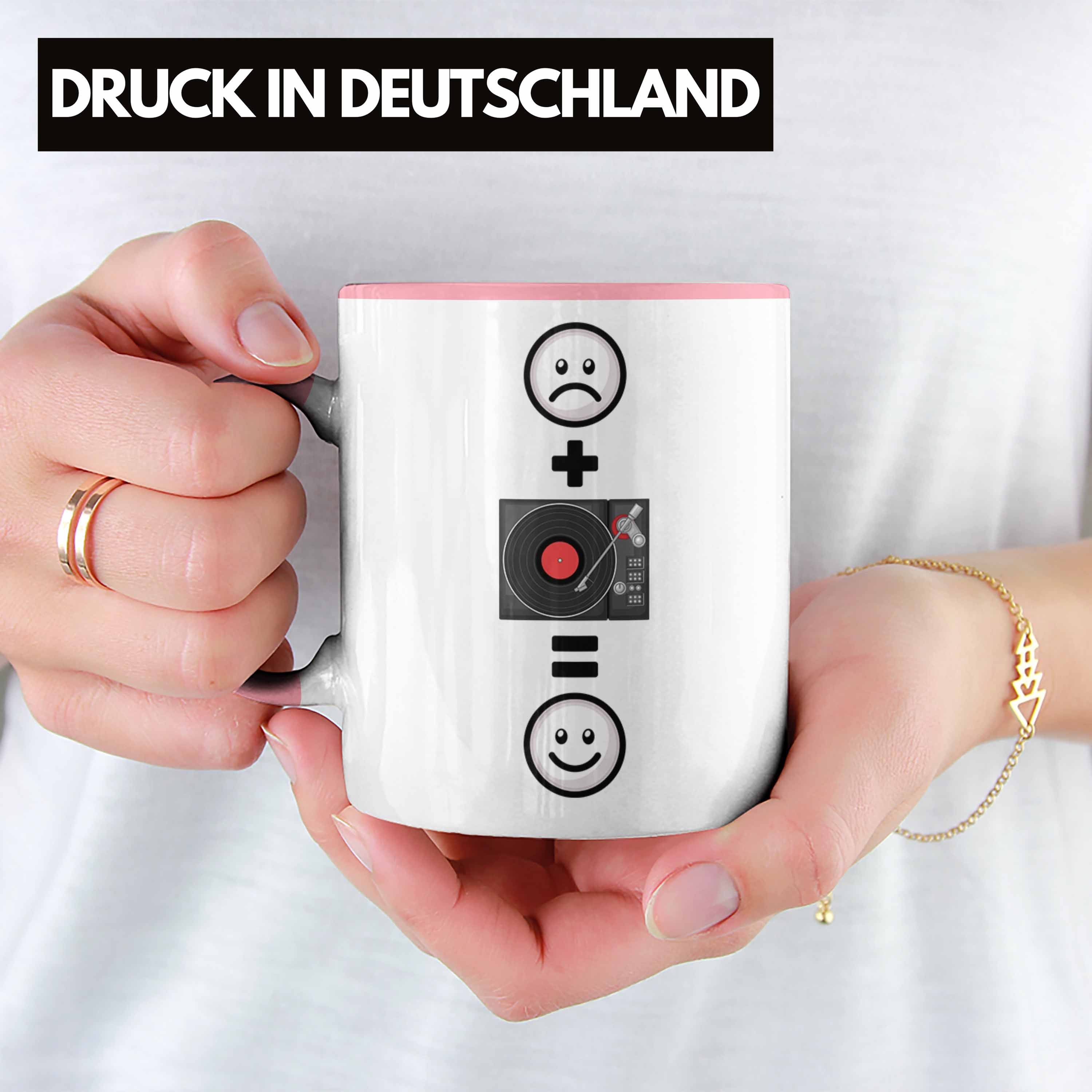 Trendation Fans Tasse DJ Schallplattenspieler Tasse Geschenk für Schallplatten Rosa :(Sc