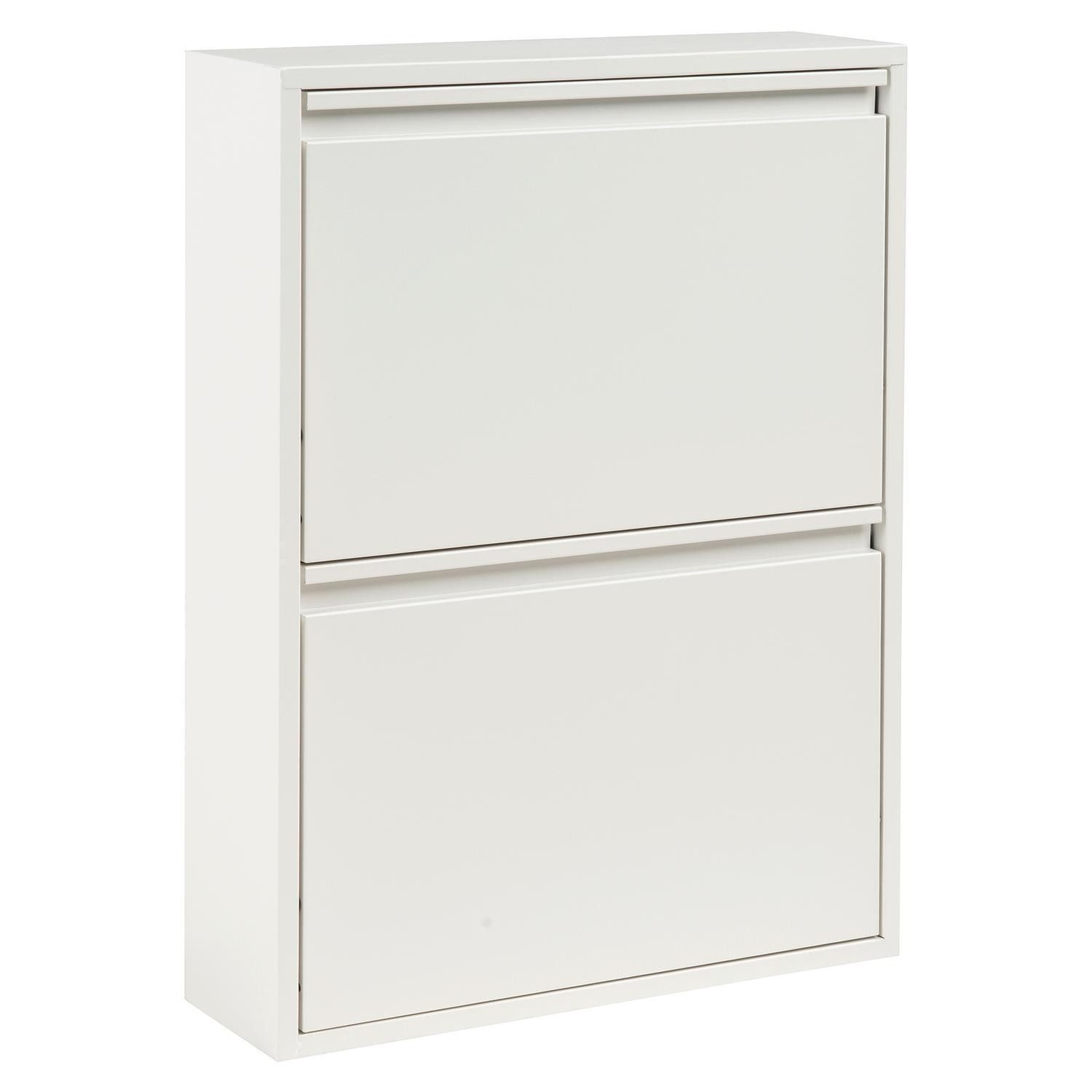 Schuhkipper WIT, 2 Klappen, Weiß matt, Metall, B 50 x H 72 x T 15 cm