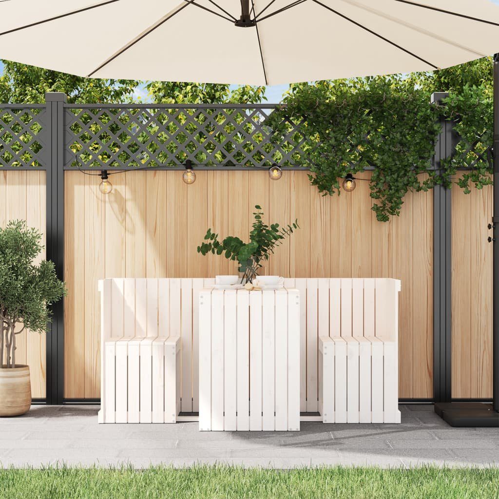 vidaXL Gartenlounge-Set Balkonmöbel-Set 2-Sitzer Weiß Massivholz günstig online kaufen