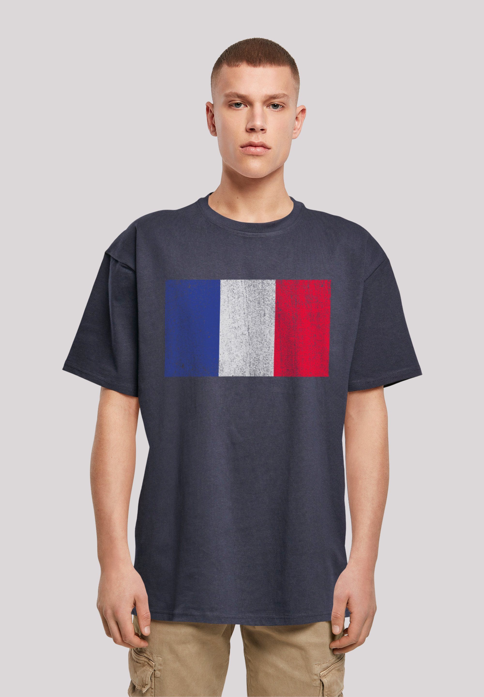F4NT4STIC T-Shirt France Frankreich Flagge distressed Print navy