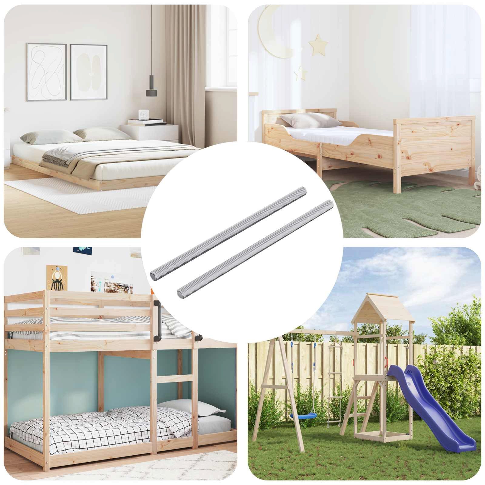 vidaXL Gewindestange, Gewindestange 2 pcs Silber 6 x 120 mm Stahl