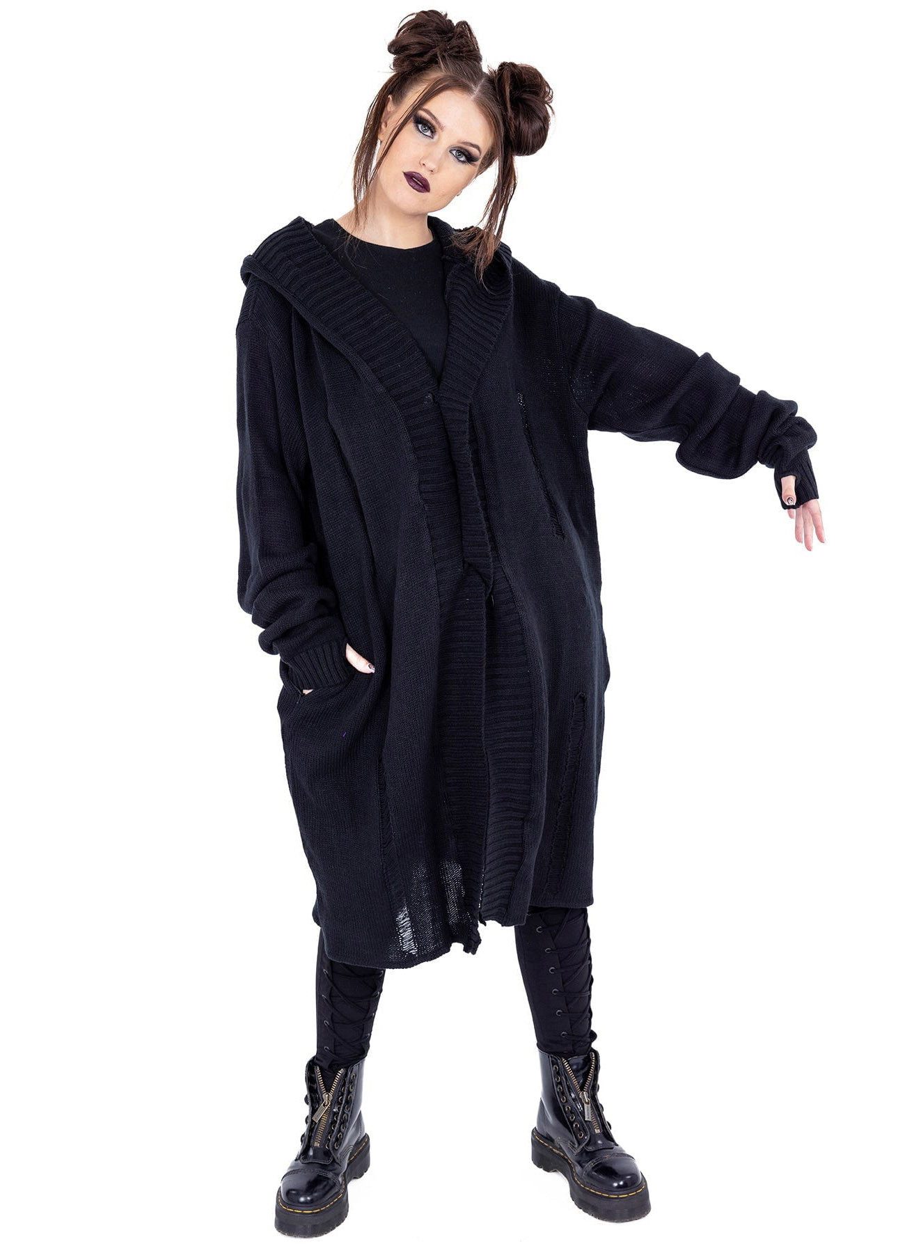 Heartless Strickjacke Axel Cardigan Punk Gothic Goth Grunge Distressed
