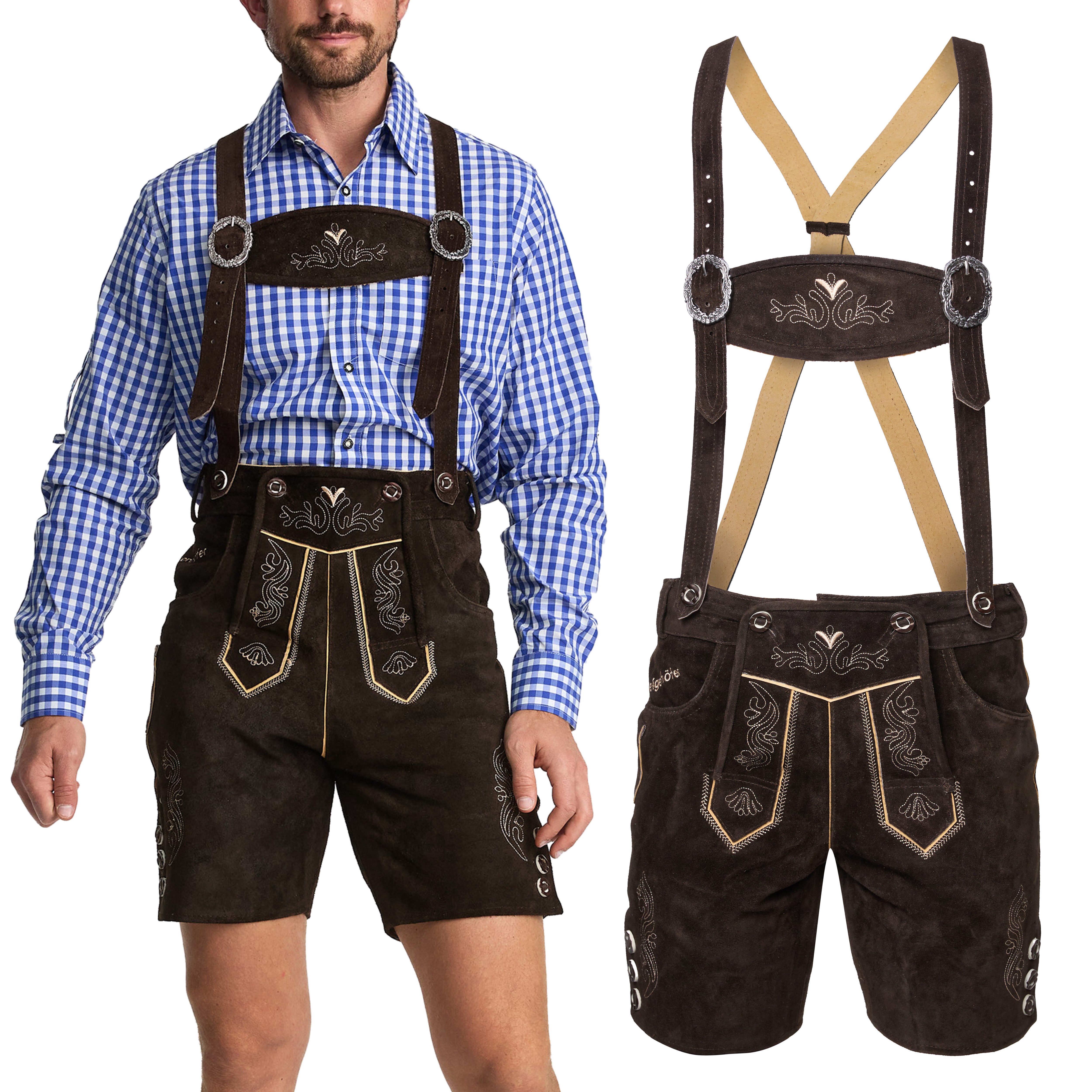 Steigenhöfer Manufaktur Trachtenlederhose Oktoberfest kurz mit Trägern