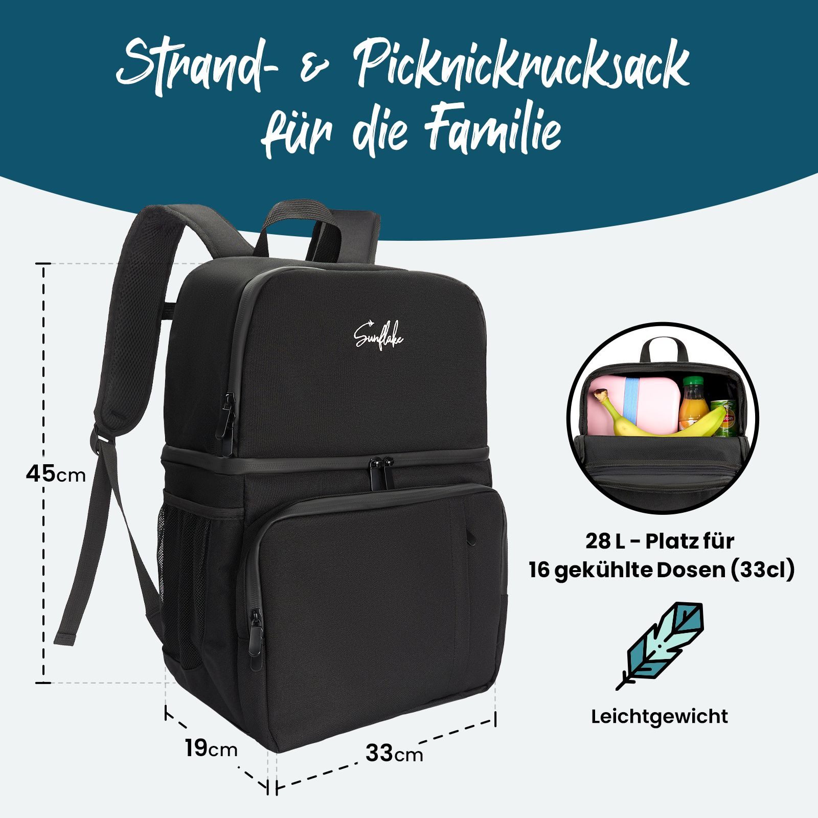 Sunflake Kühltasche Rucksack - 28 l Kühlrucksack – Bild 4 von 5