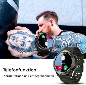 Deunis Smartwatch (1,39 Zoll, Android iOS), Telefonfunktion Schlafmonitor Schrittzähler Fitness Sportuhr Herren