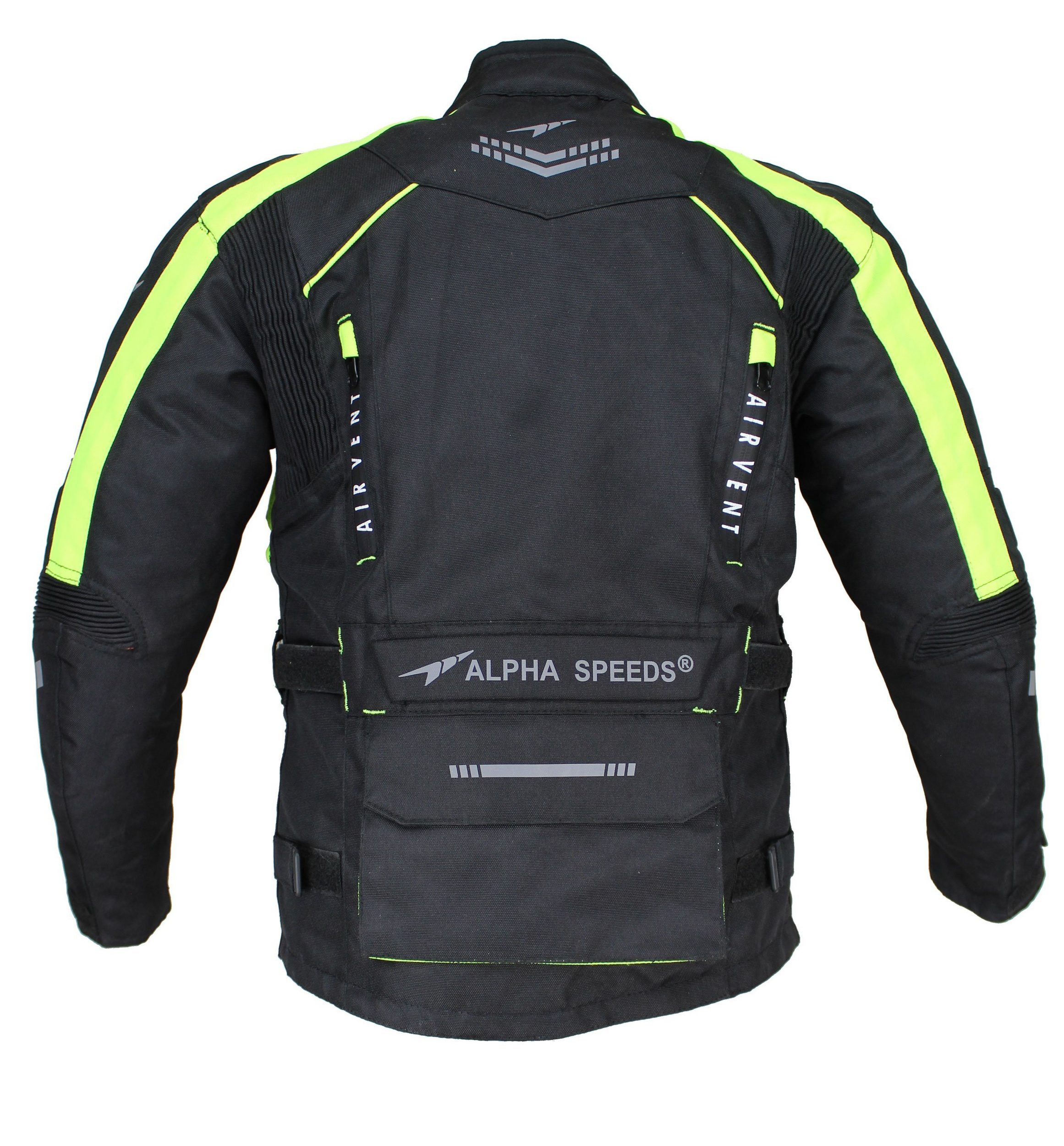 Alpha Speeds Motorradjacke Kinder Motorrad Textil Jacke Biker wasserdicht Jacke mit Protektoren Sport, Innenjacke ist trennbar: All Season, Neon/Fluoreszent Grü – Bild 4 von 5