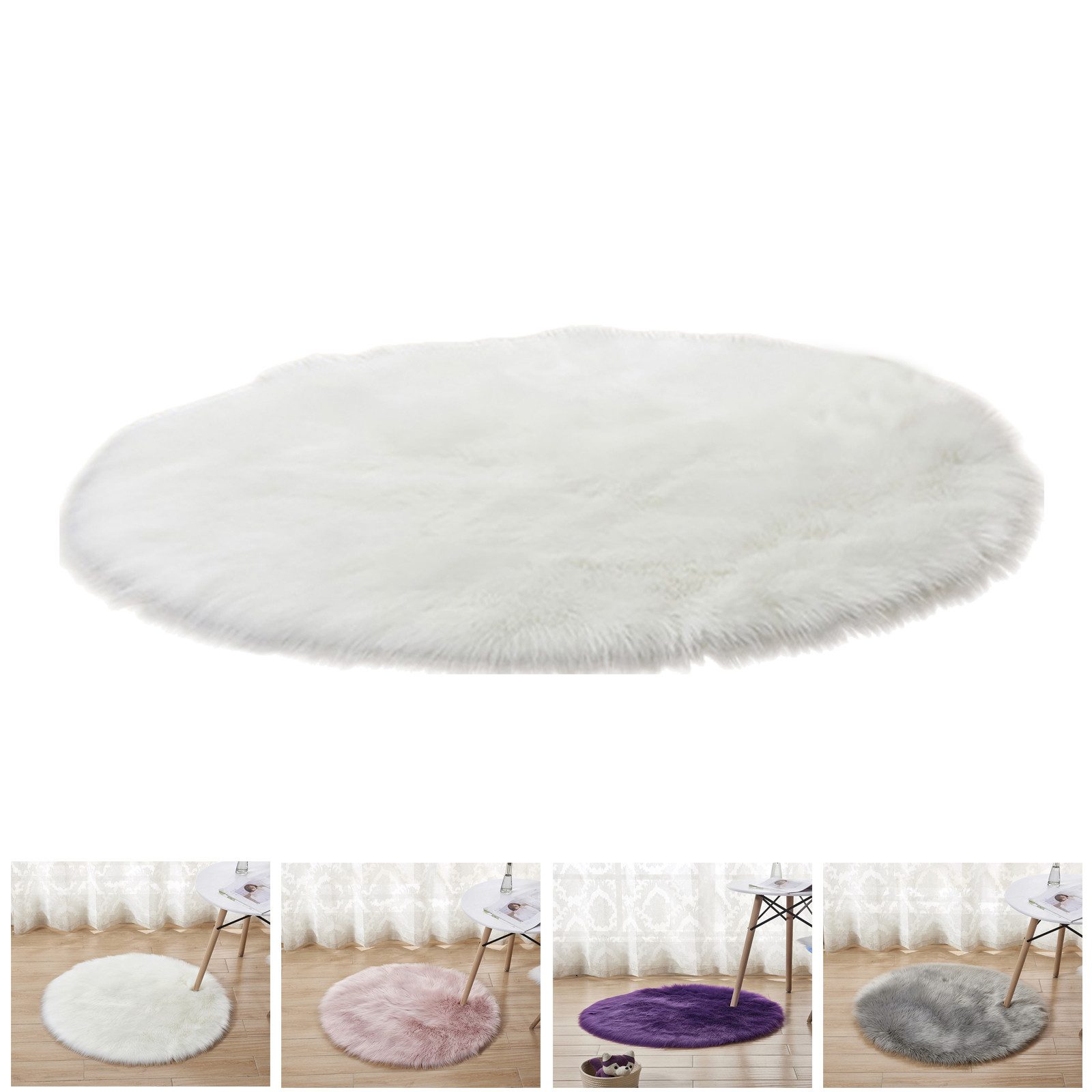 Teppich Fellteppich,Kunstfell,Weich, Hochflor Shaggy Teppiche,Runden