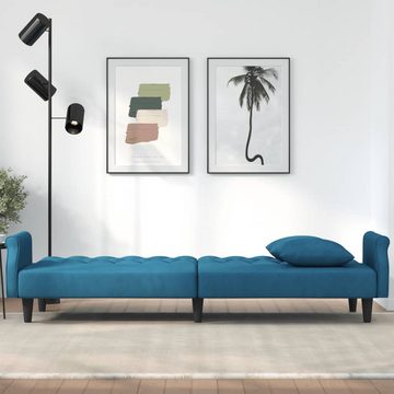 vidaXL Sofa Schlafsofa mit Armlehnen Blau Samt