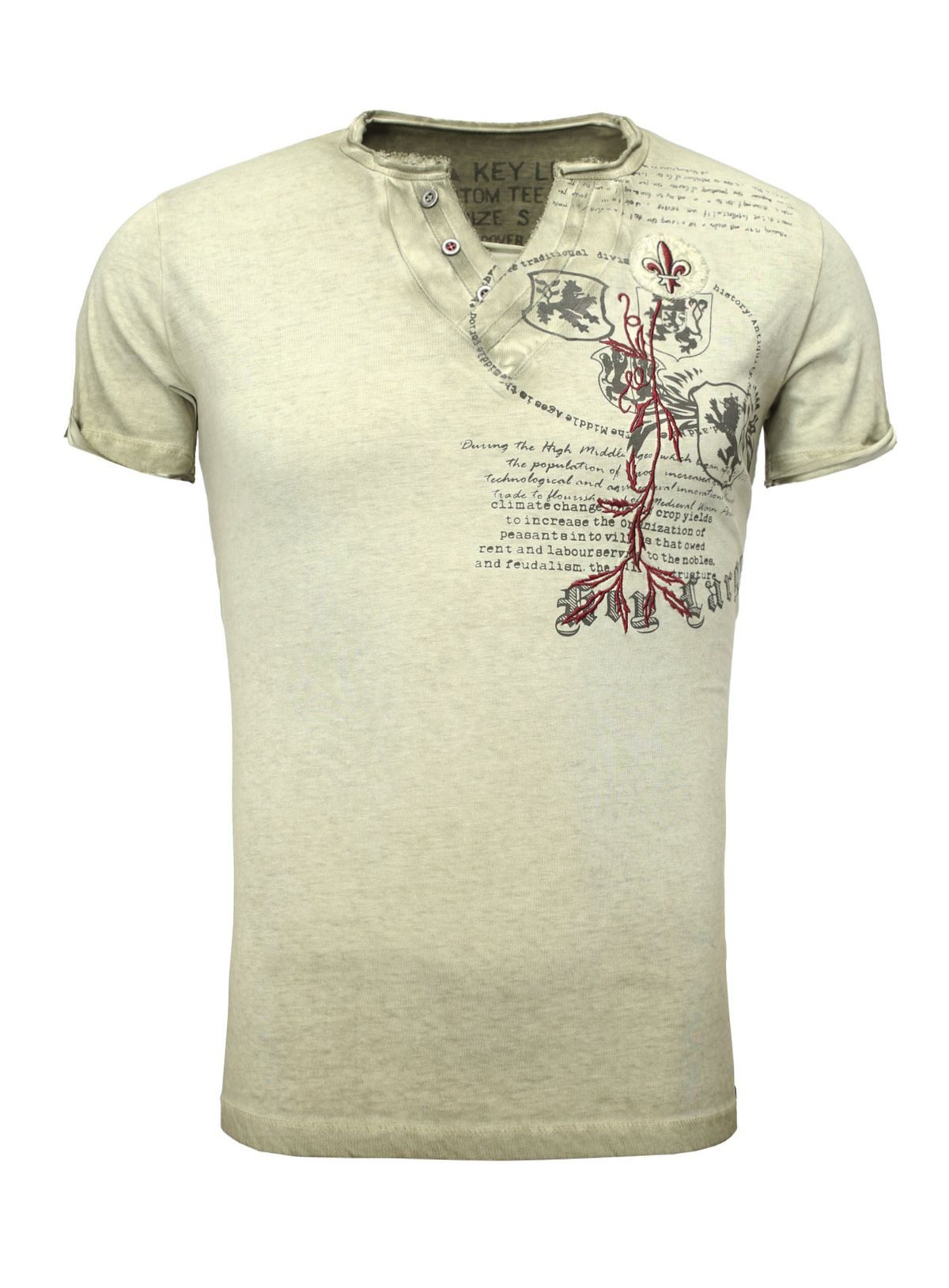 Key Largo T-Shirt T-Shirt Weapon Wappen Print Motiv vintage Look MT00733 V-Auschnitt bedruckt kurzarm slim fit