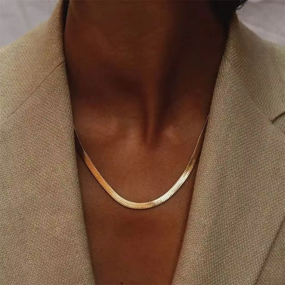 ROUGEMONT Edelstahlkette Wasserfeste Damen Halskette Edelstahl 18K Gold, Wasserfest
