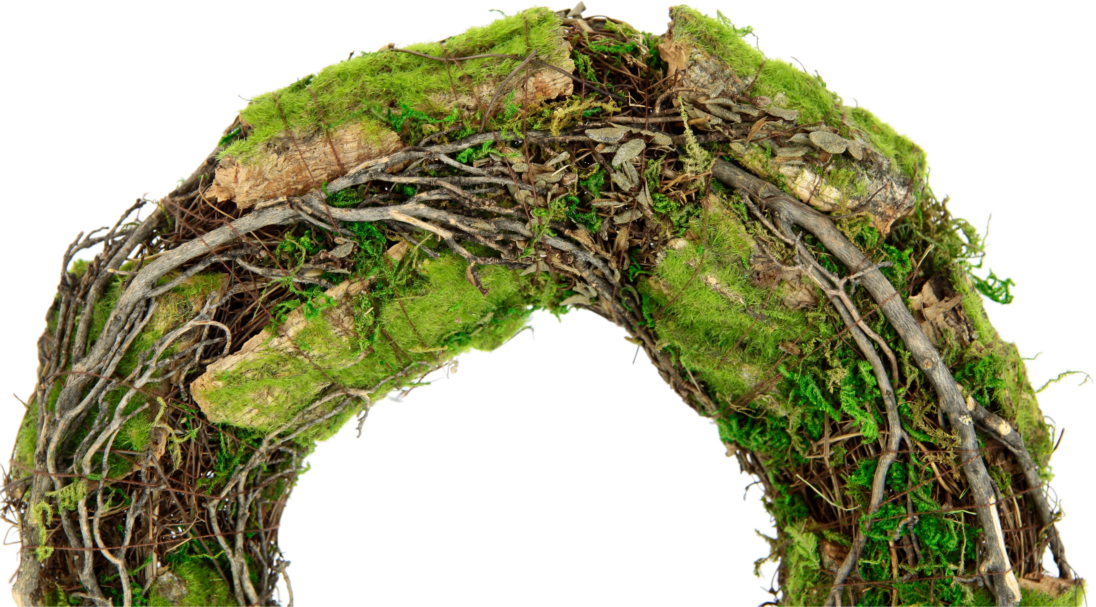 Kunstkranz Kranz aus Moos und Rattan Weidenkranz Blumenkranz Dekokranz, I.GE.A., Höhe 26 cm, Landhaus Kränze Rohling Tischdeko