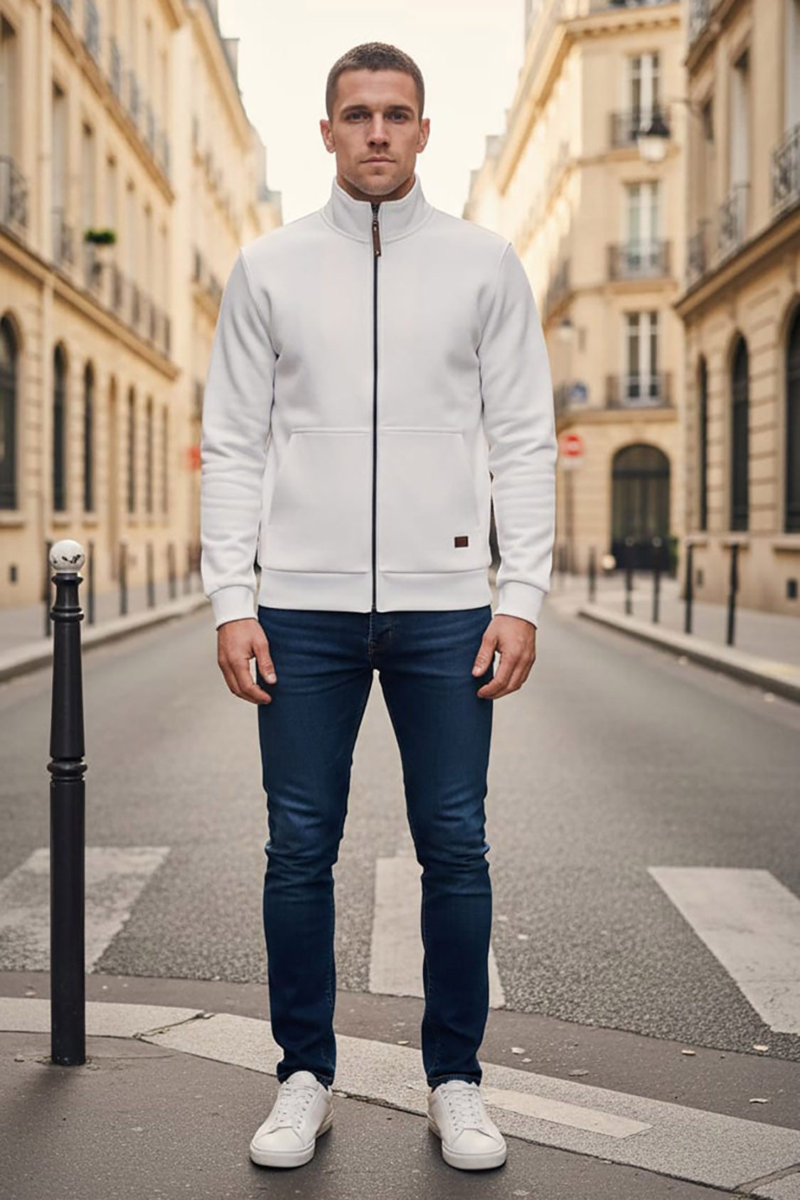 Reslad Sweatjacke Reslad Sweatjacke Herren ohne Kapuze RS-1015 (1-tlg) leichter Pullover mit Stehkragen Sweater Hoodie Pulli Sweatshirt