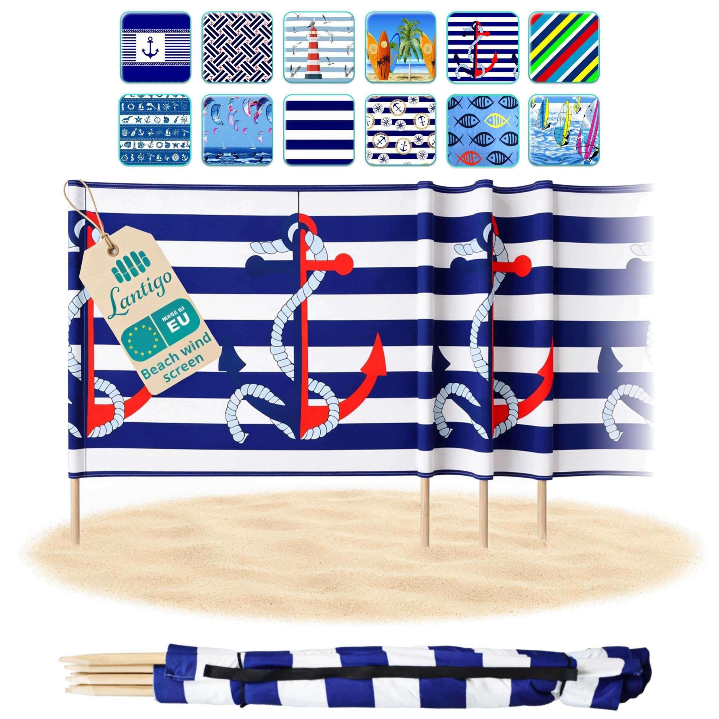 Lantigo Windschutz Sichtschutz Sonnenschutz Strandparavent aus Mikrofaser – portabel, (Wassermelone, Länge: 4 m), - Faltbarer Sonnenschutz für Strand, Camping & Garten