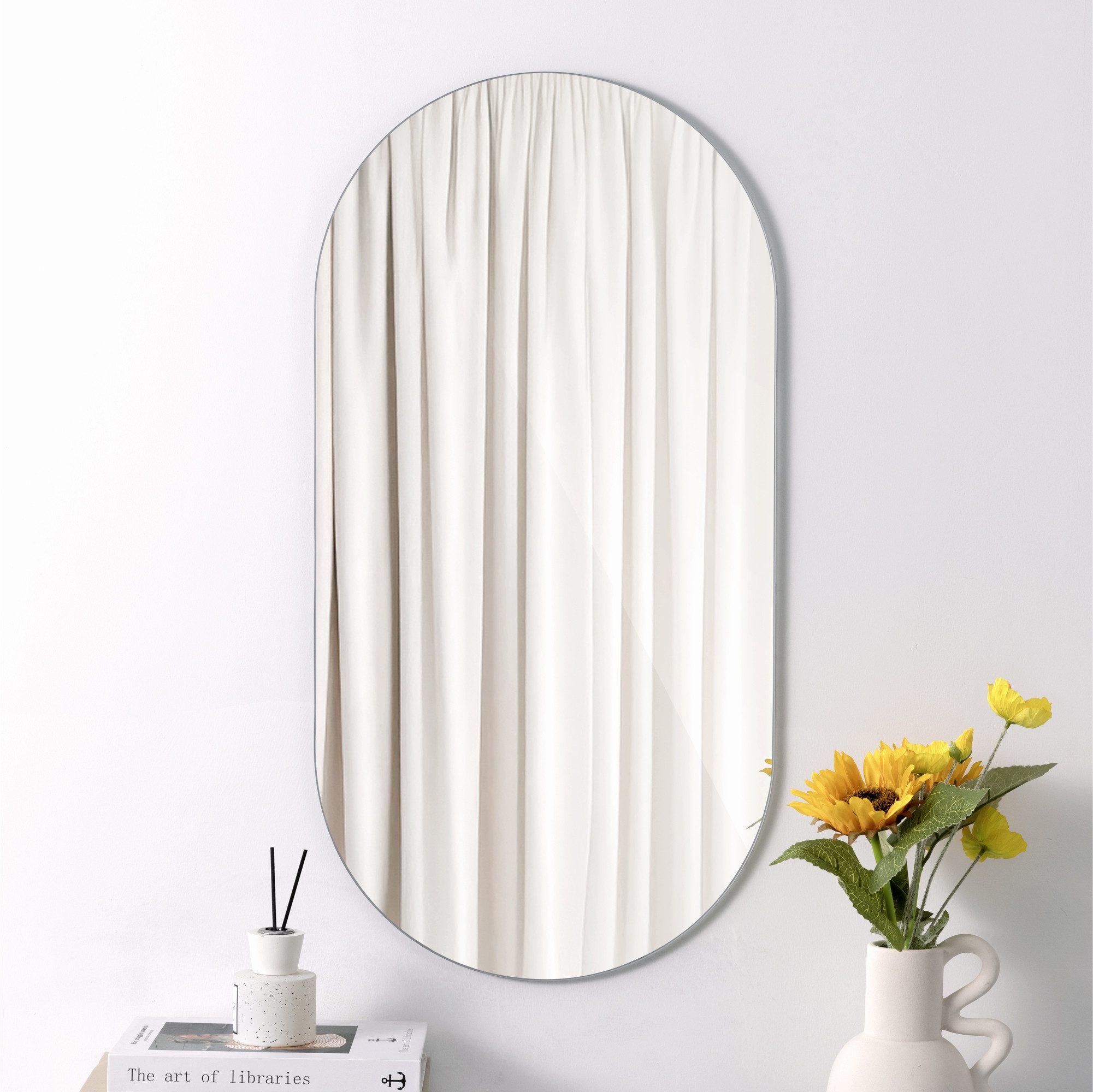 Navaris Wandspiegel Ungerahmter ovaler Spiegel - Spiegel Wand - Spiegel Ova günstig online kaufen