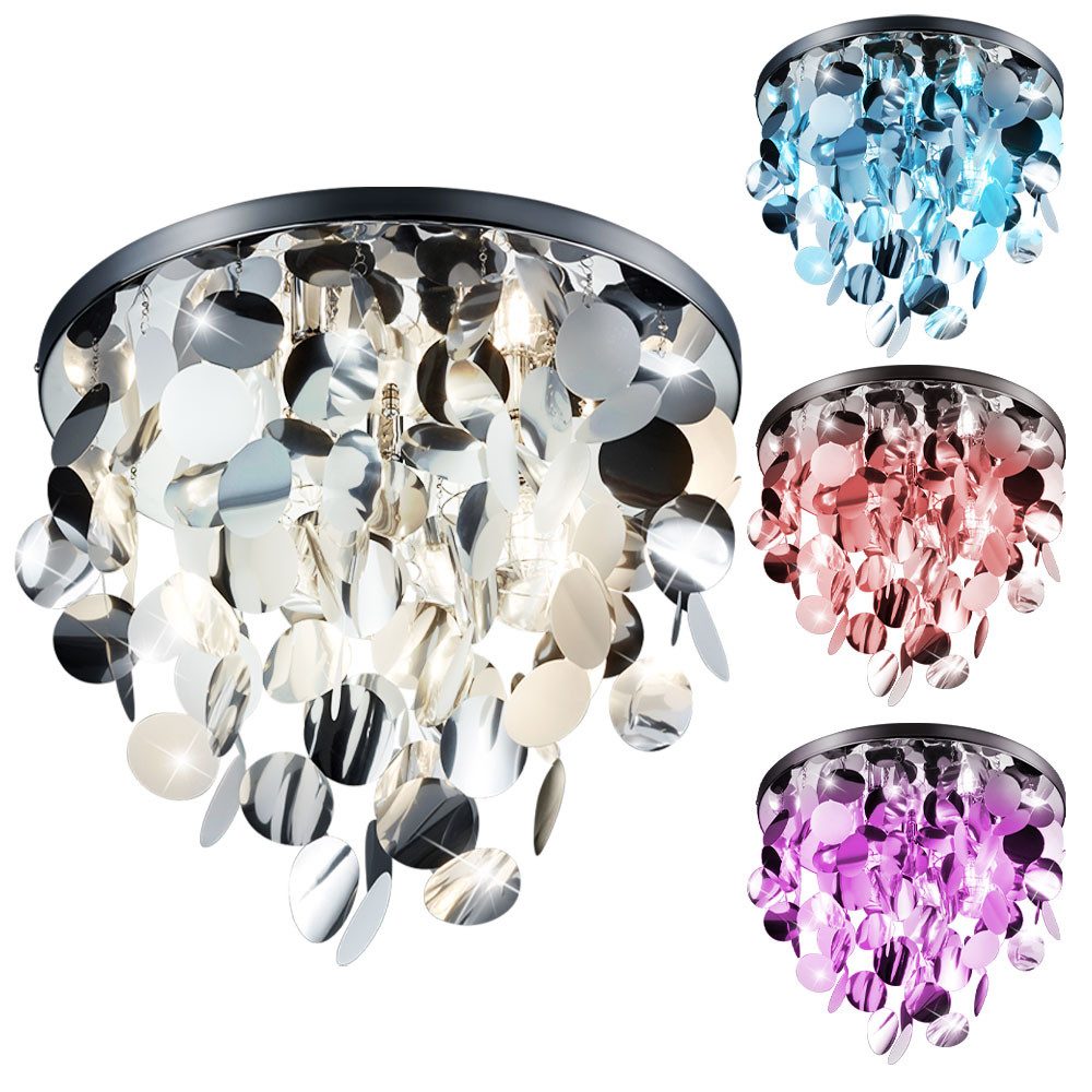 etc-shop LED Deckenleuchte, Leuchtmittel inklusive, Warmweiß, Farbwechsel, Decken Lampe dimmbar Schlaf Zimmer FERNBEDIENUNG Behang Leuchte im Set