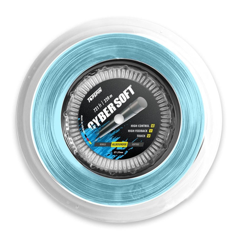 Tennissaite Cyber Soft (Haltbarkeit+Kontrolle) hellblau 220m Rolle