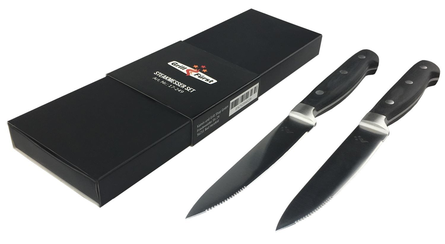 Grillfürst Grillbesteck-Set Grillfürst Steakmesser mit Wellenschliff 2er Set