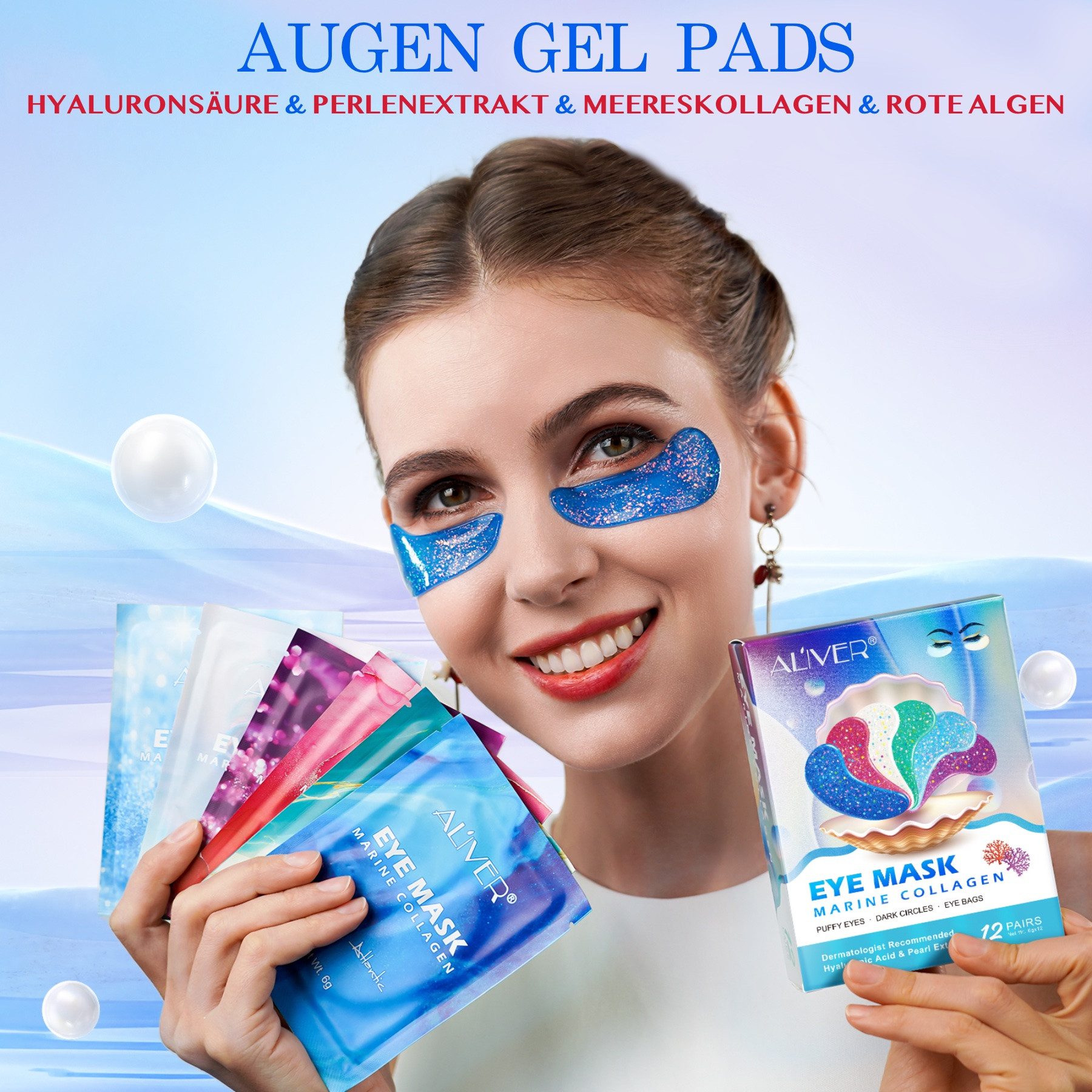 ALIVER Augenpads Anti Aging Kollagen Hyaluronsäure Eye Pads Aliver, 1-tlg., Augen