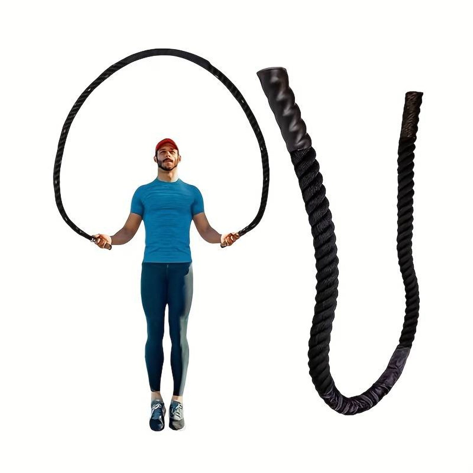 BAY-Sports Springseil Battle Rope Tau Heavy SCHWER DICK Sprungseil Boxen Fitness, 1,2 Kilo schwer, 275 cm lang, 2,7 cm dick