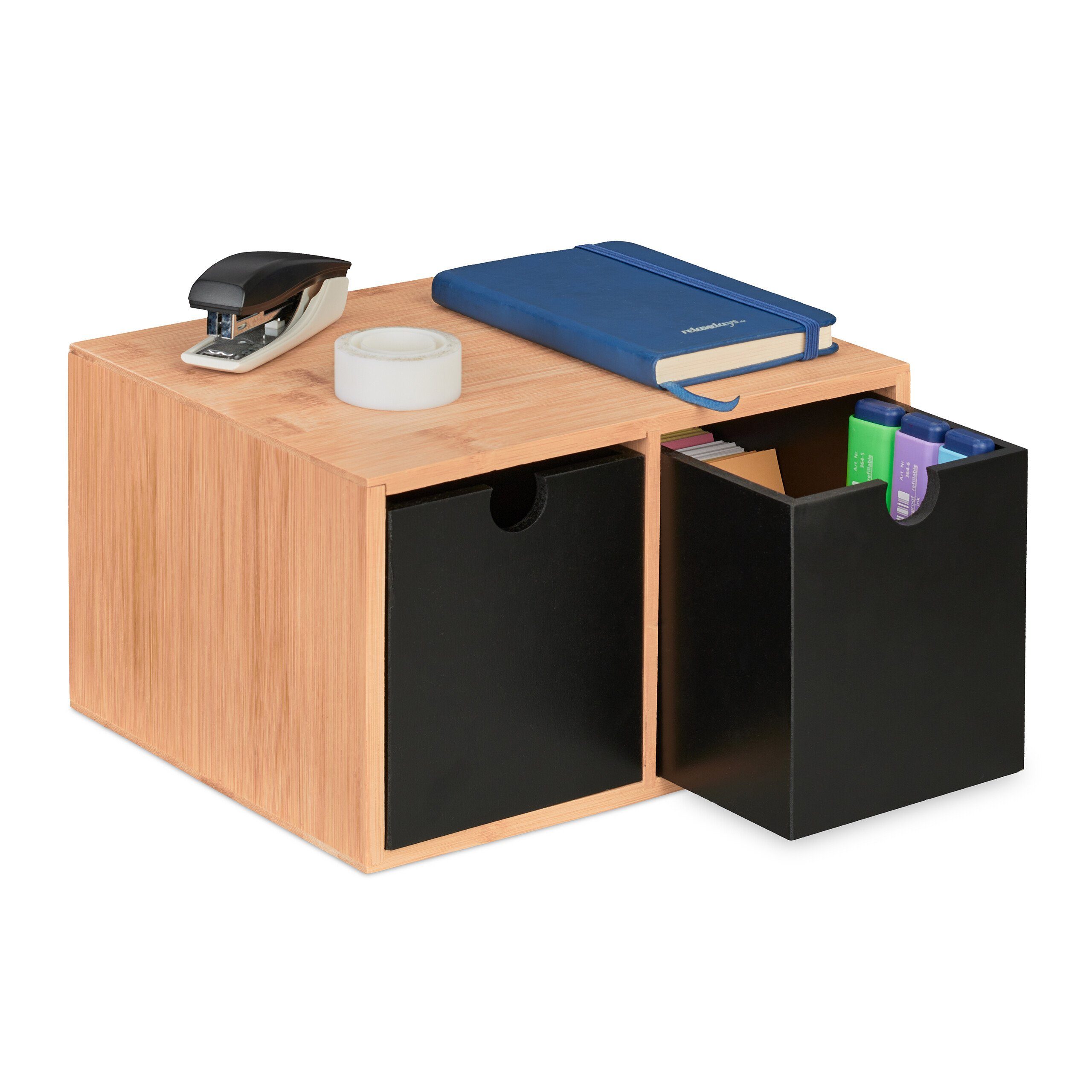 relaxdays Organizer Schreibtisch Organizer 2 Schubladen