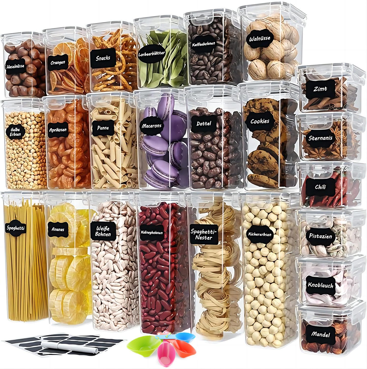 Vorratsdose 24er Set Vorratsdosen, Vorratsgläser, Aufbewahrungsbox Kücheorganizer