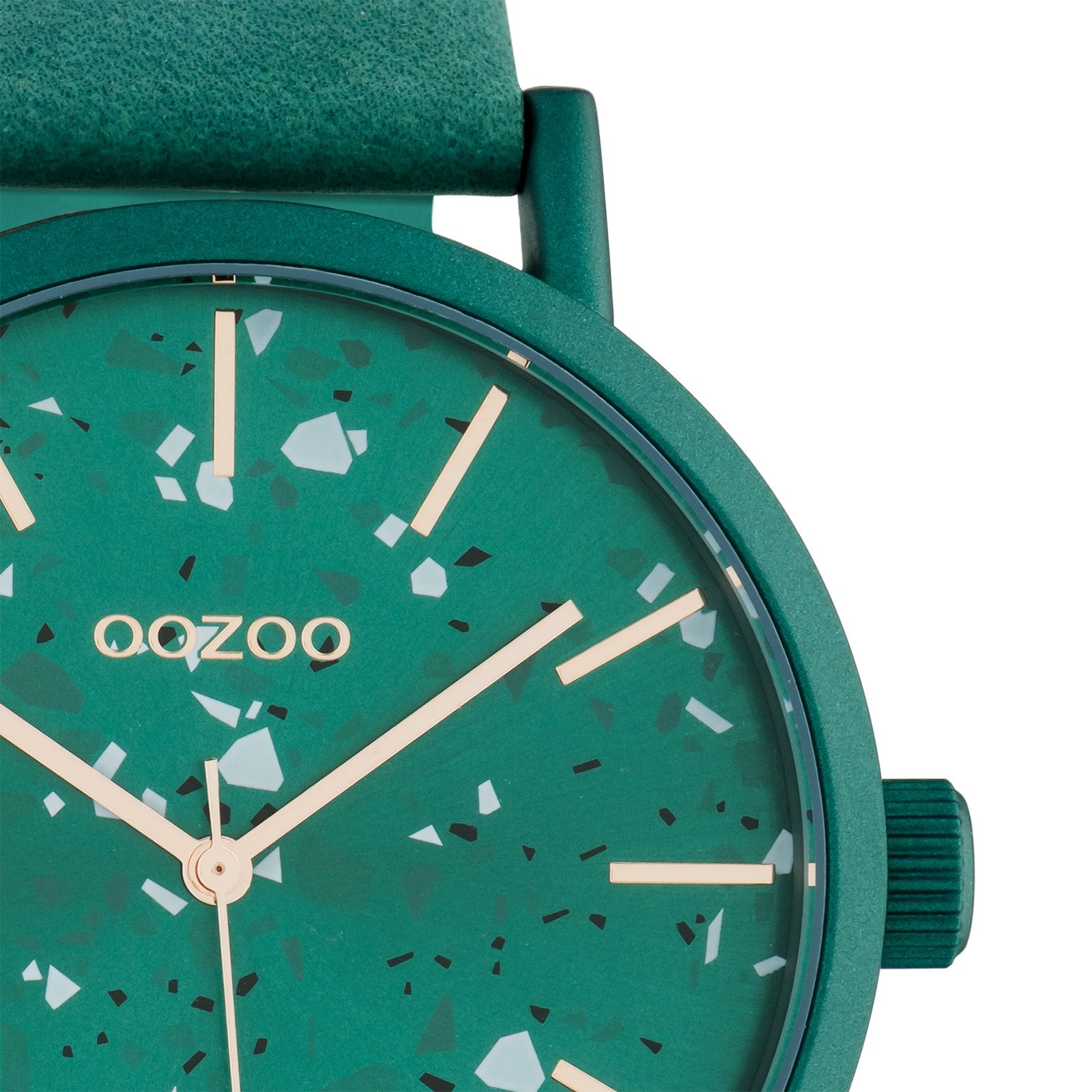 OOZOO Quarzuhr Oozoo Damen Armbanduhr Timepieces Analog, (Analoguhr), Damenuhr rund, groß (ca. 42mm), Lederarmband grün, Fashion